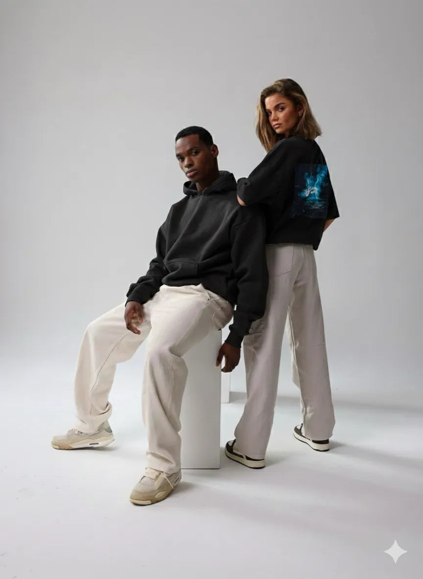 Fall/fail in love Black Graphic Hoodie – Baggy Fit