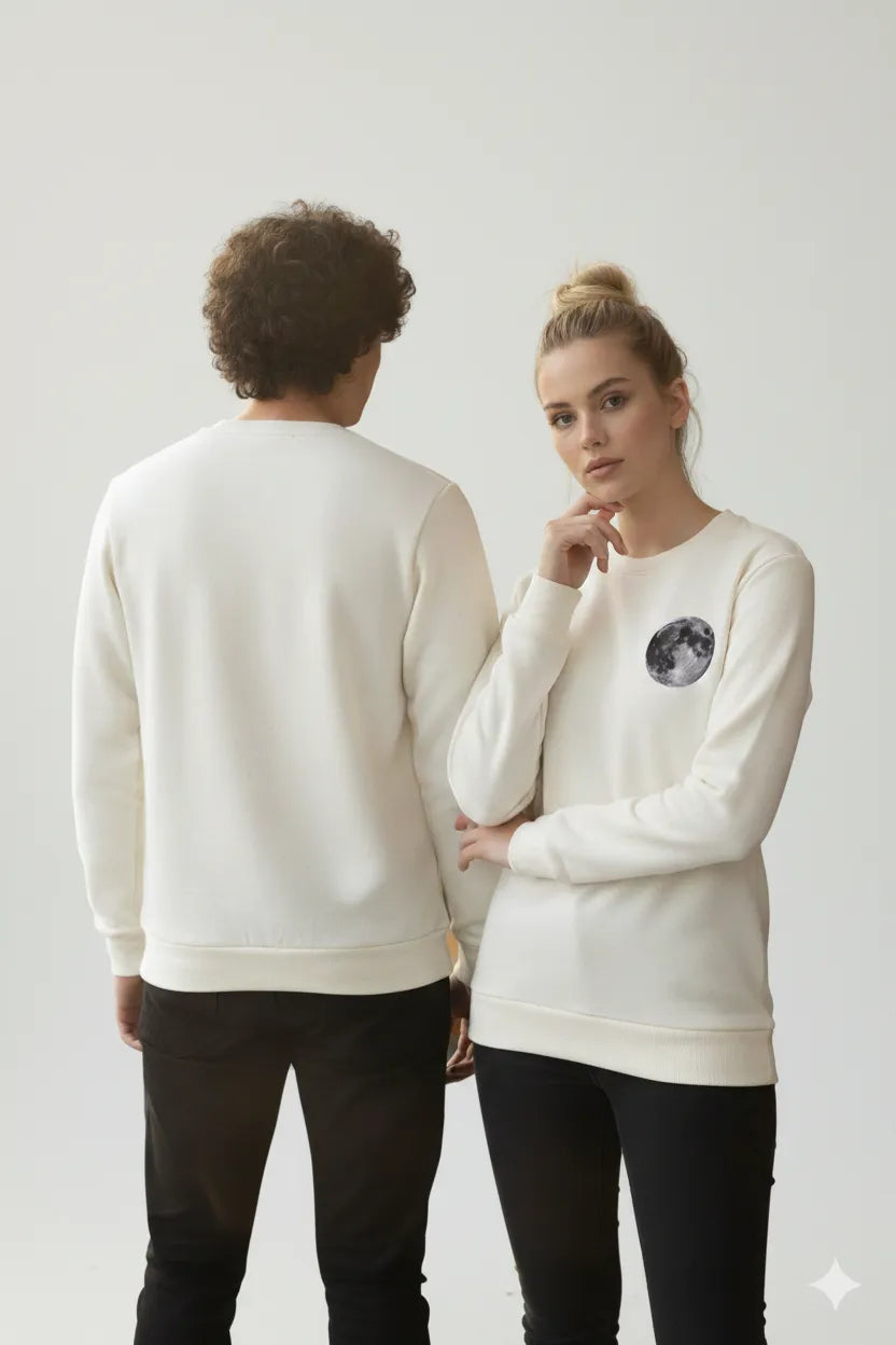 Classic White Sweat Shirt - Moon means You | Relaxed Fit