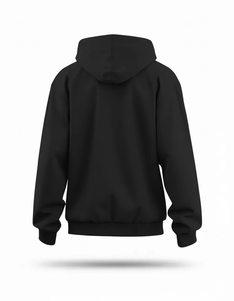 Classic Black Plain Hoodie - Baggy Fit