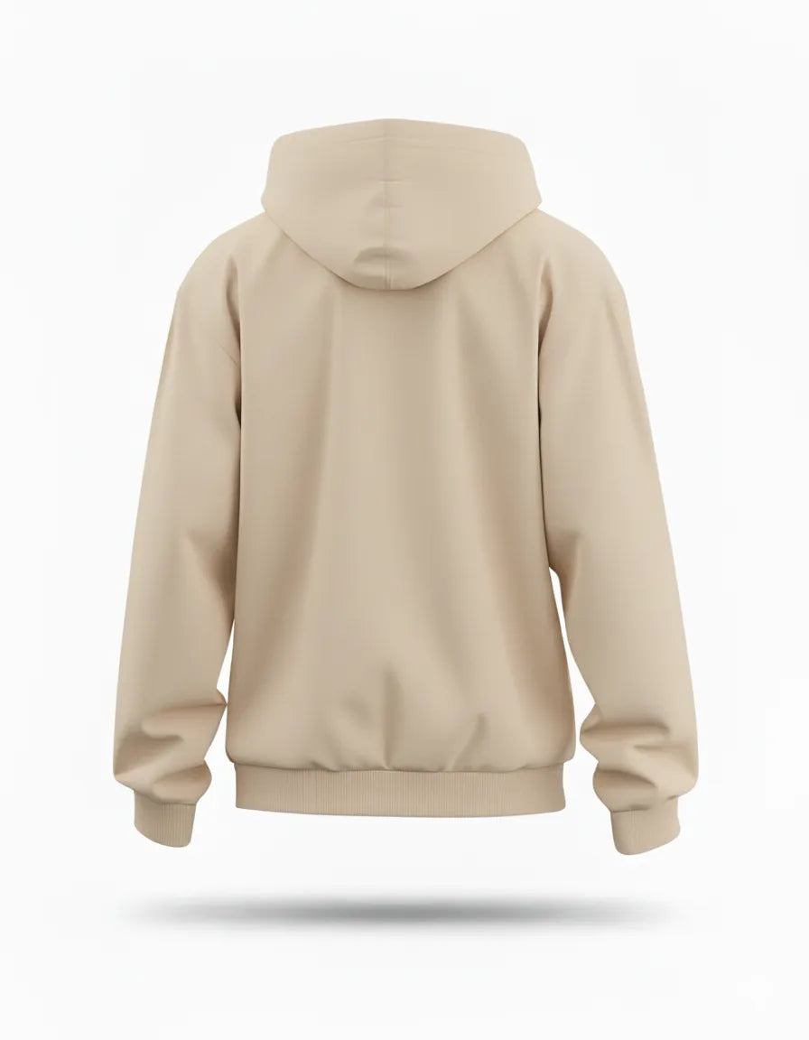 Classic Beige Plain Hoodie – Baggy Fit
