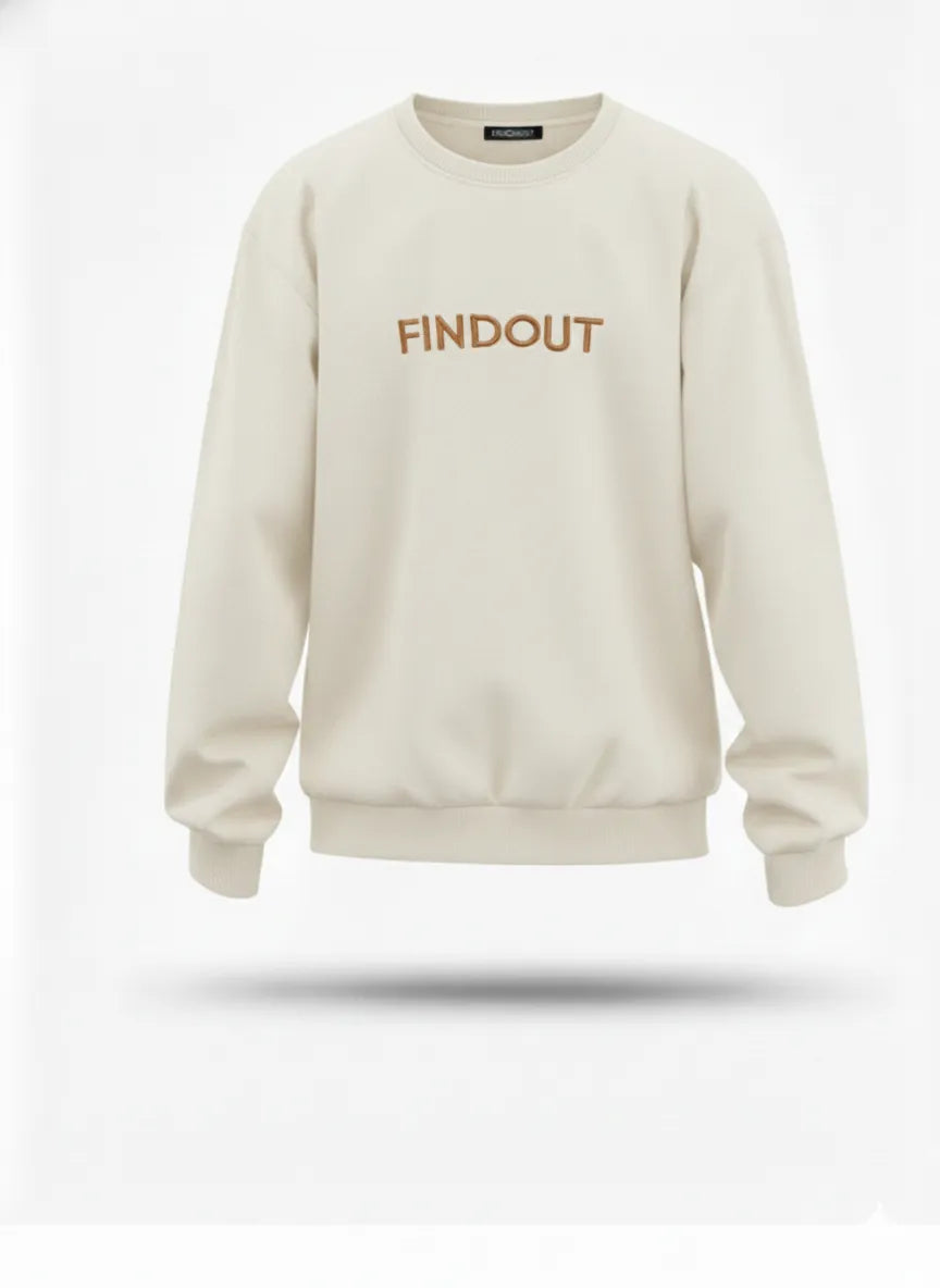 White Embroided Sweat Shirt - Baggy Fit