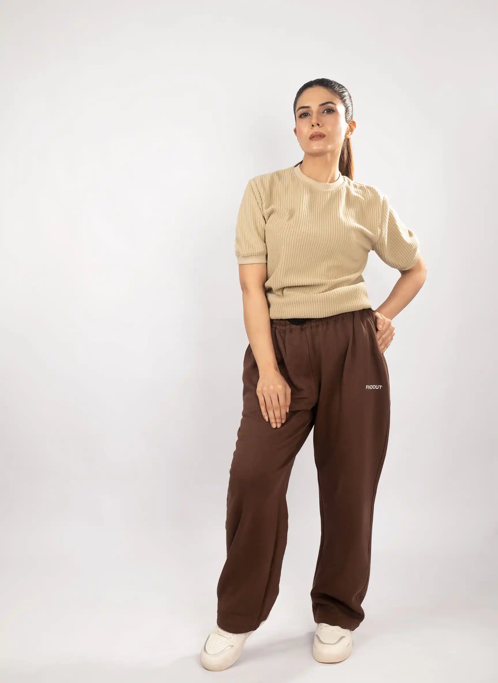 Camel Waffle Knitted Tee