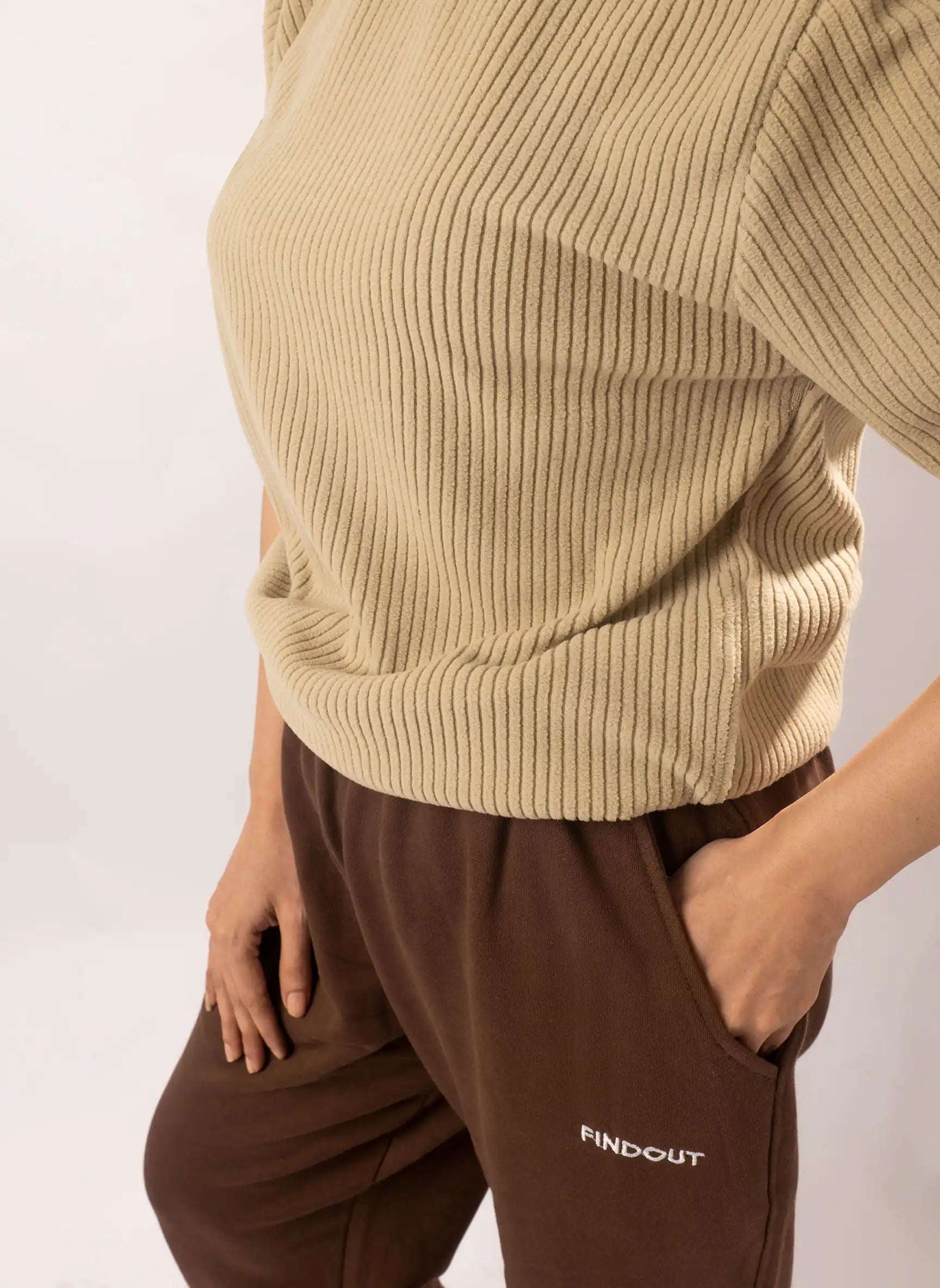 Camel Waffle Knitted Tee