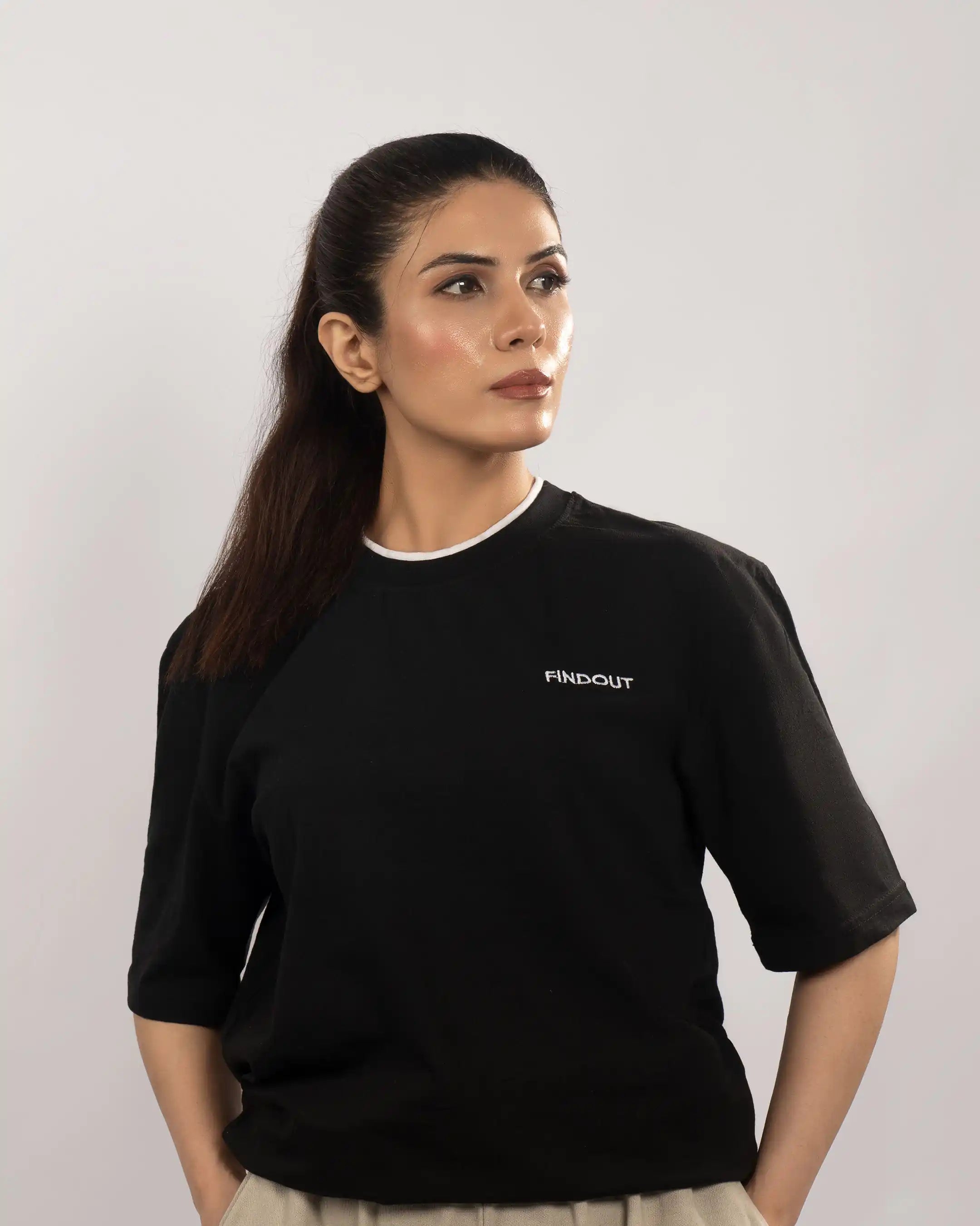 Black Embroidered Tee