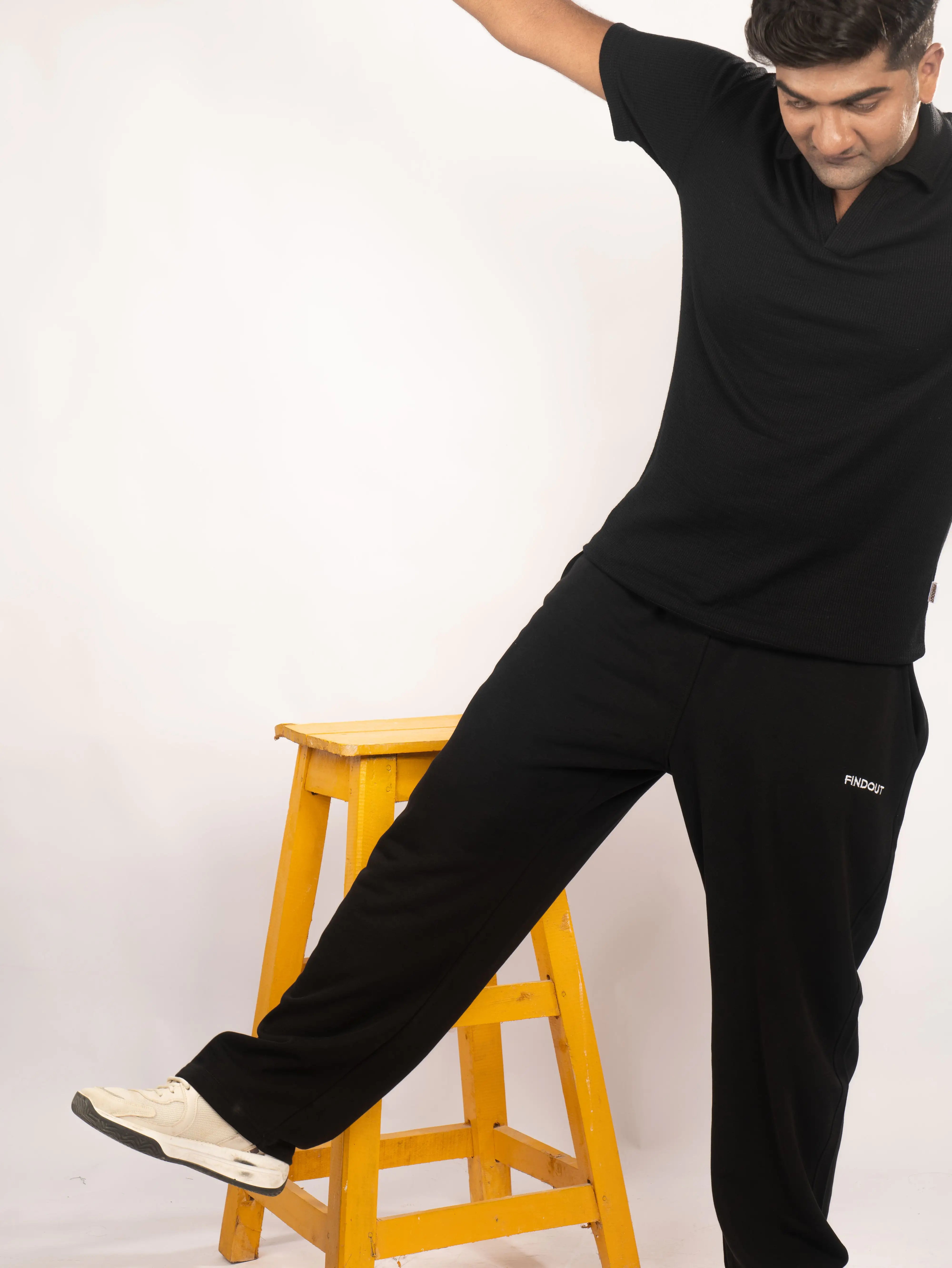 Black Waffle Knitted Polo