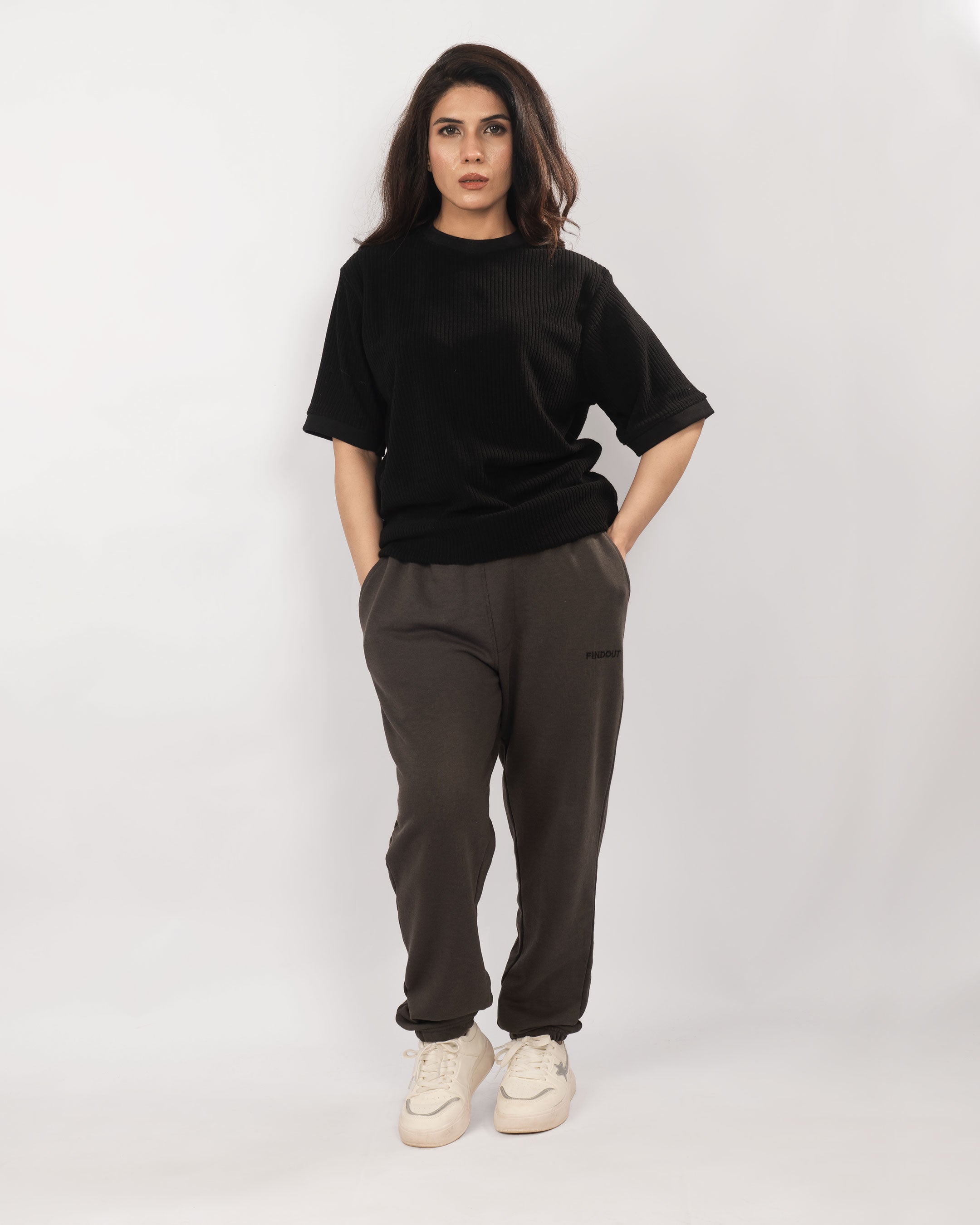 Black Waffle Knitted Tee