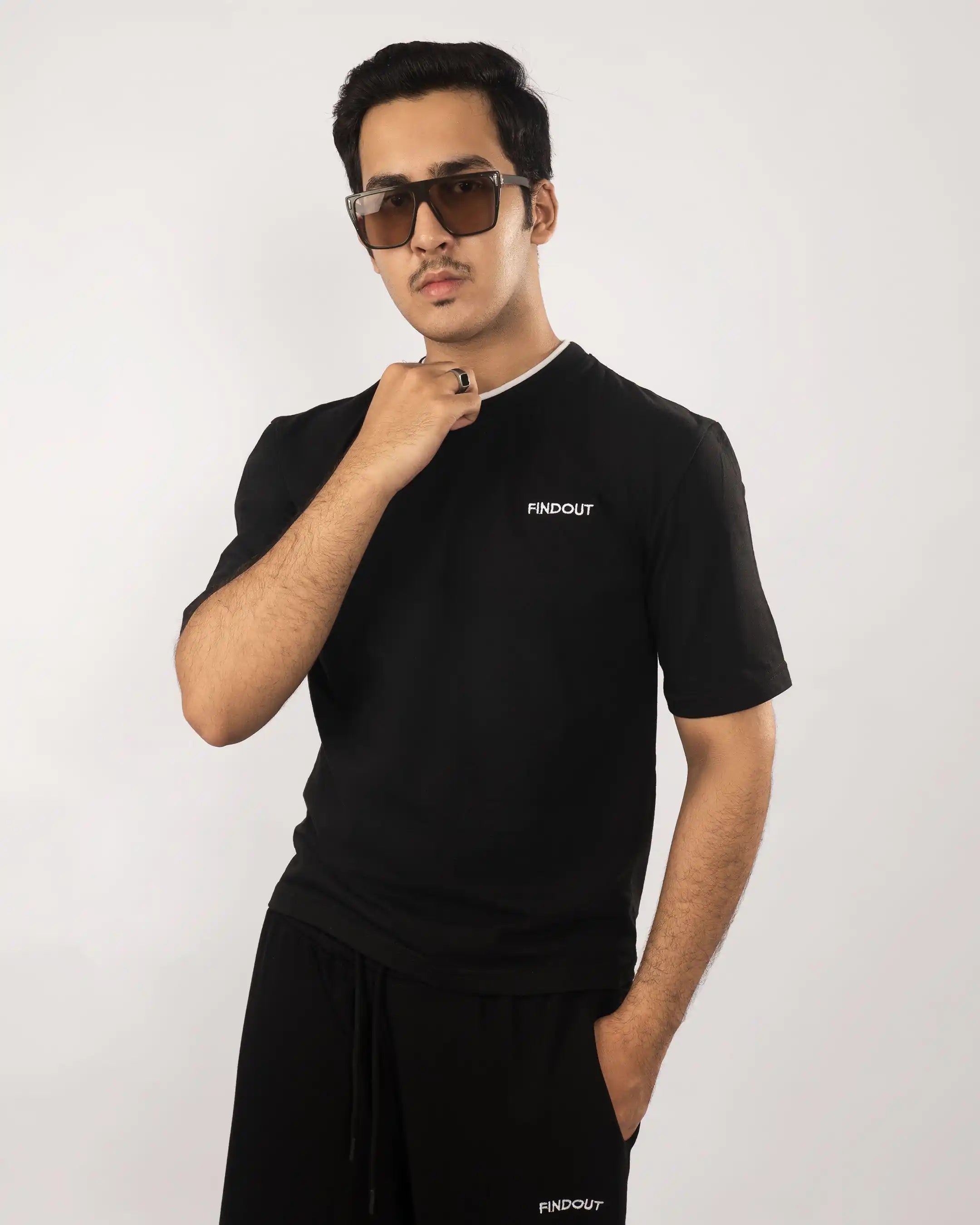 Black Embroidered Tee