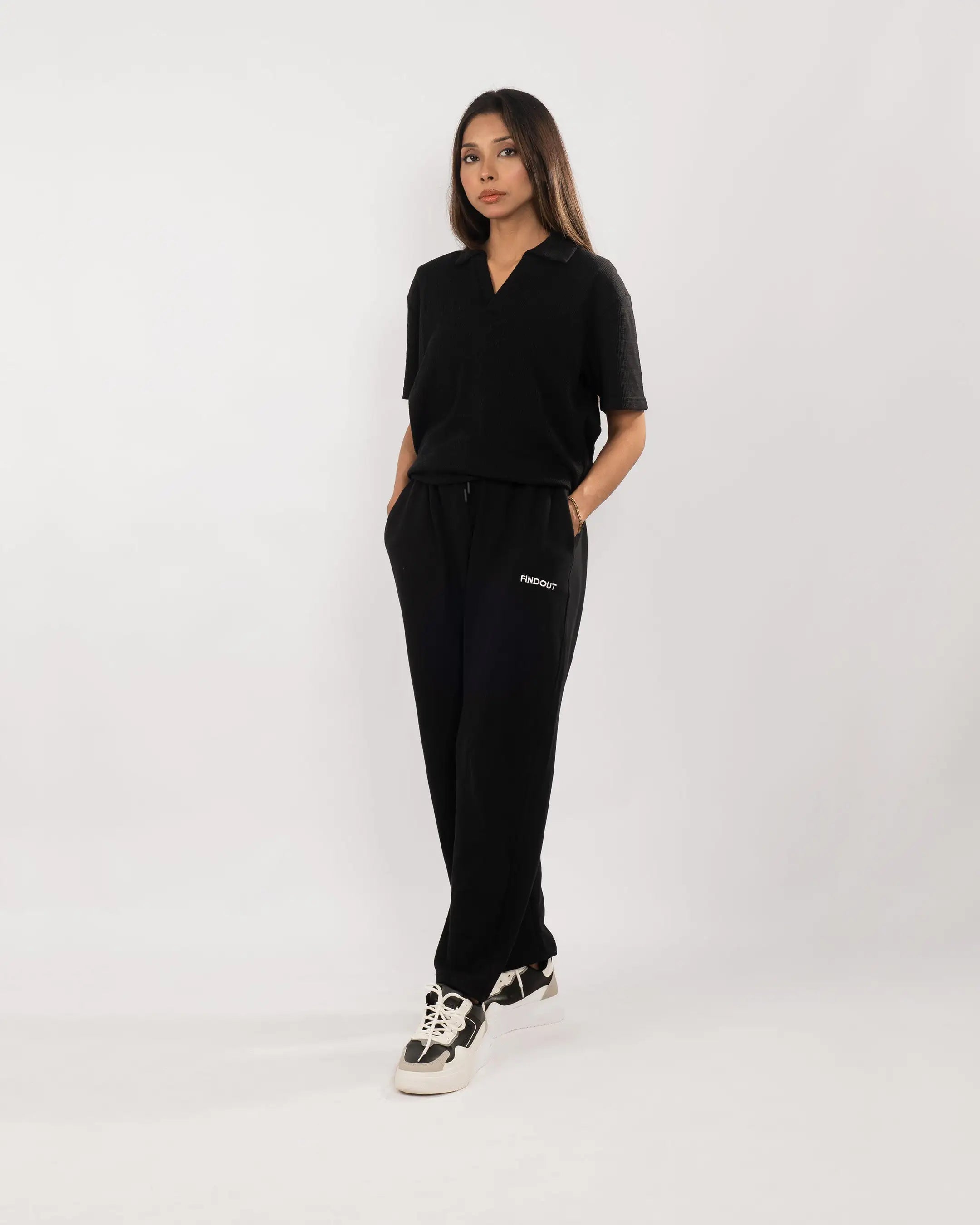 Black Waffle Knitted Polo