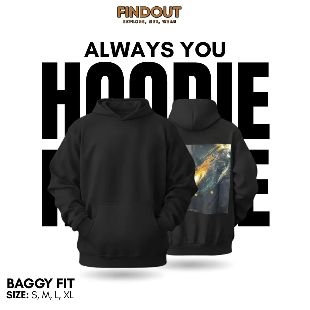 Always you Black Graphic Hoodie – Baggy Fit