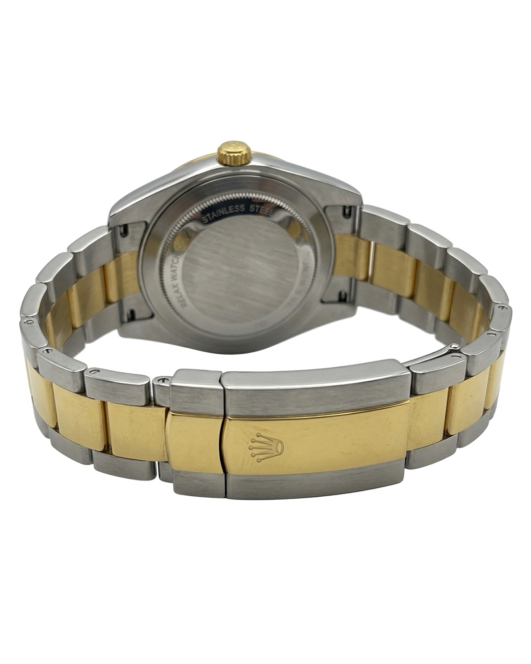 Rolex Black Dial Gold & Silver Plated Watch