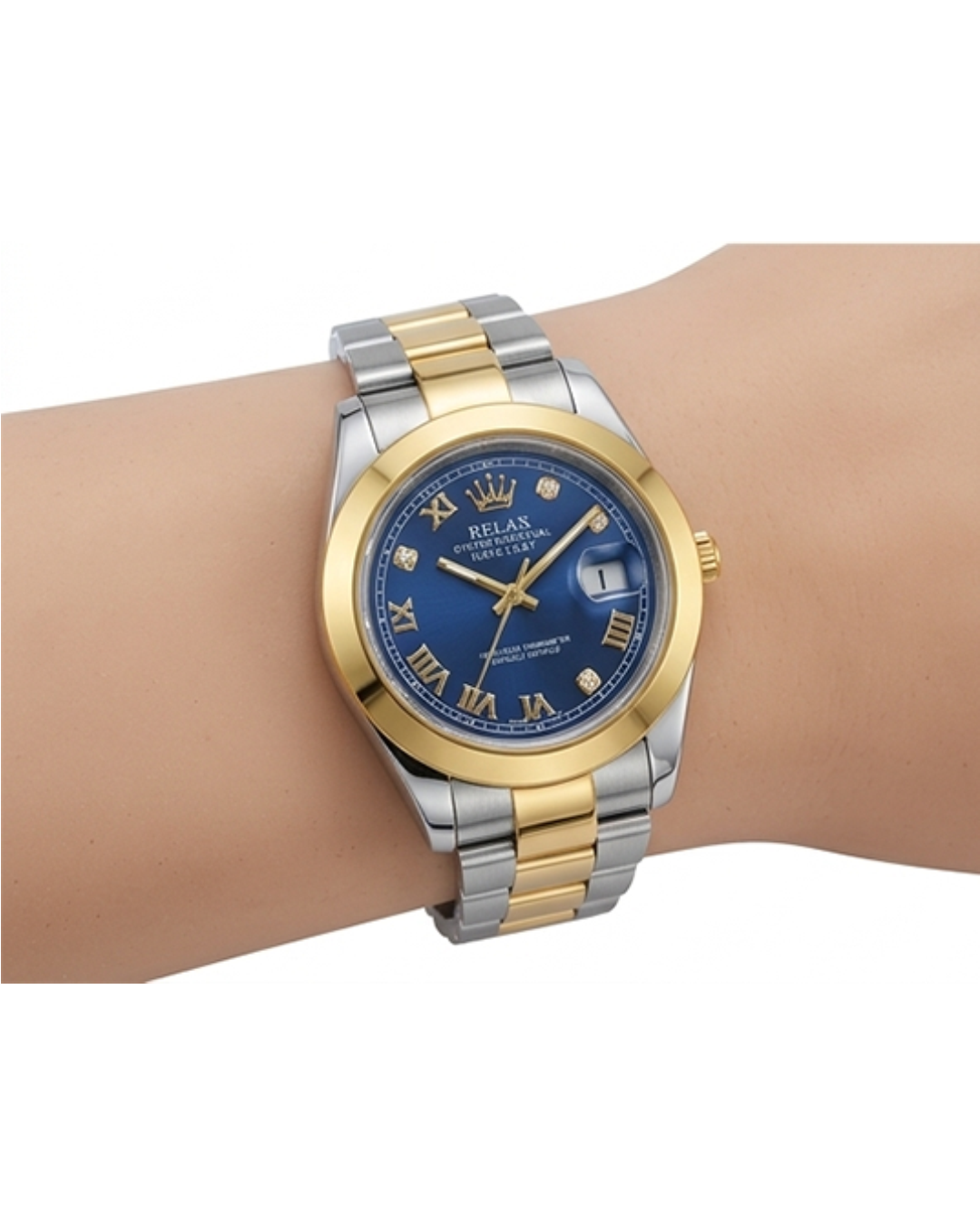 Rolex Blue Dial Gold & Silver Plated Watch
