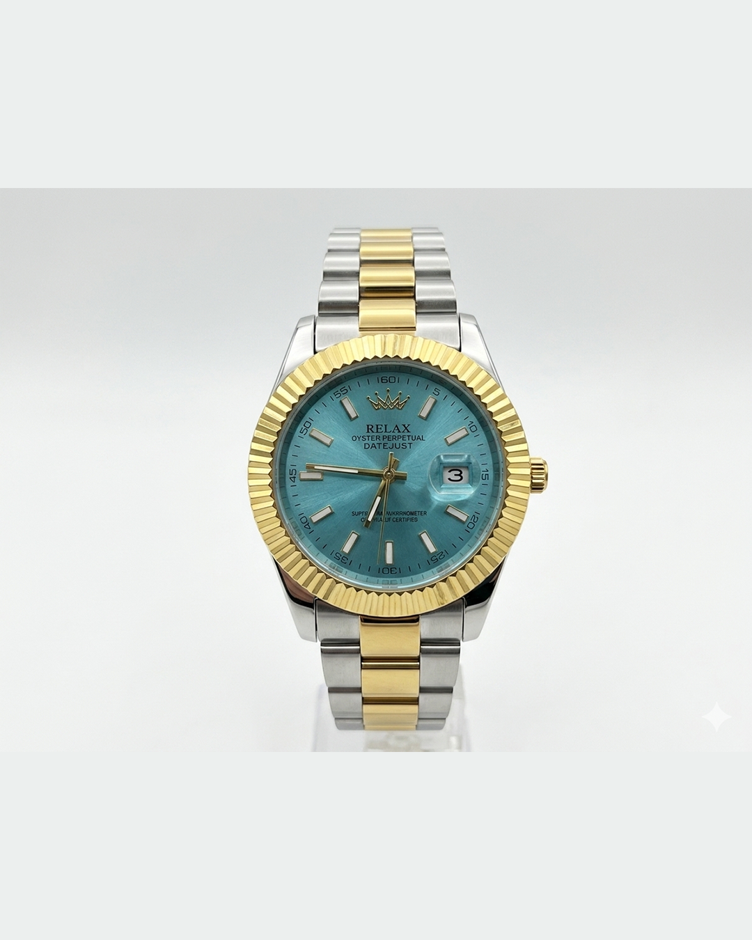 Rolex Blue Dial Silver & Gold Plated Watch