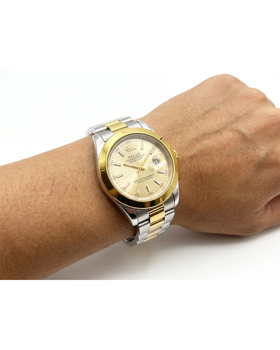 Rolex Gold Dial Silver & Gold Plated Watch