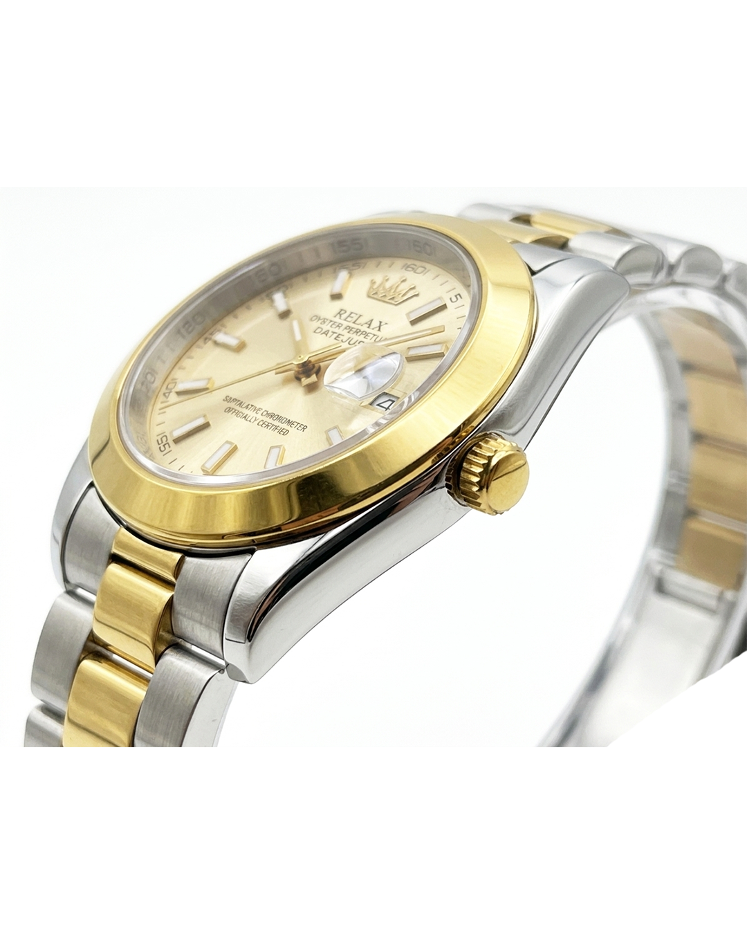 Rolex Gold Dial Silver & Gold Plated Watch