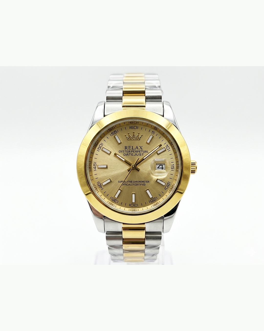 Rolex Gold Dial Silver & Gold Plated Watch