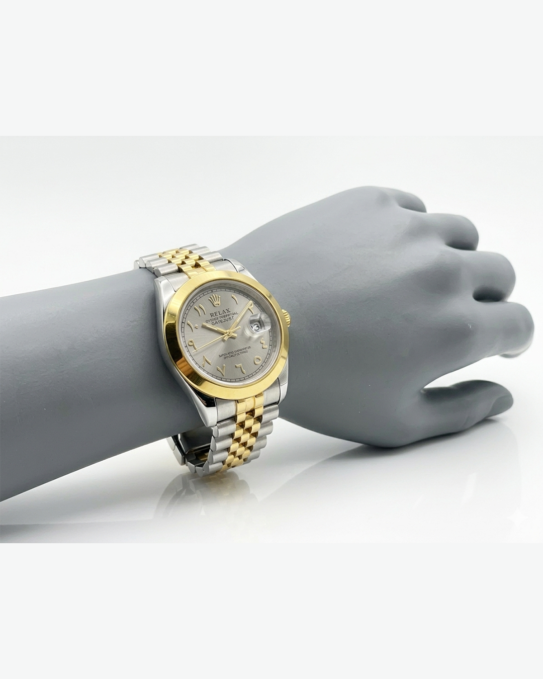 Rolex Grey Dial Silver & Gold Plated Watch