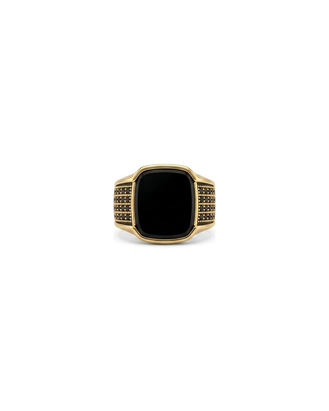 Golden Plated Black ONYX Ring
