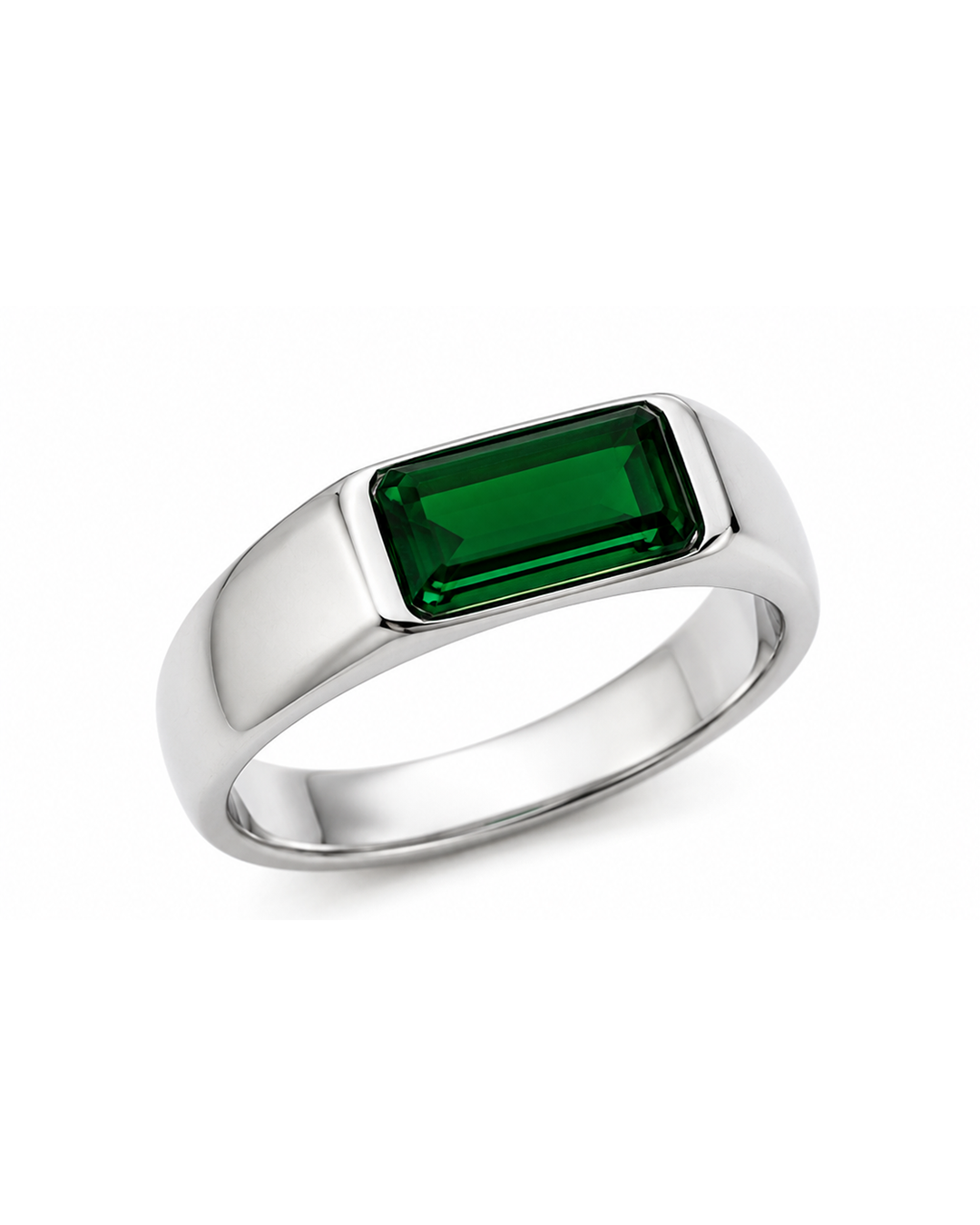 Green Light Silver Ring