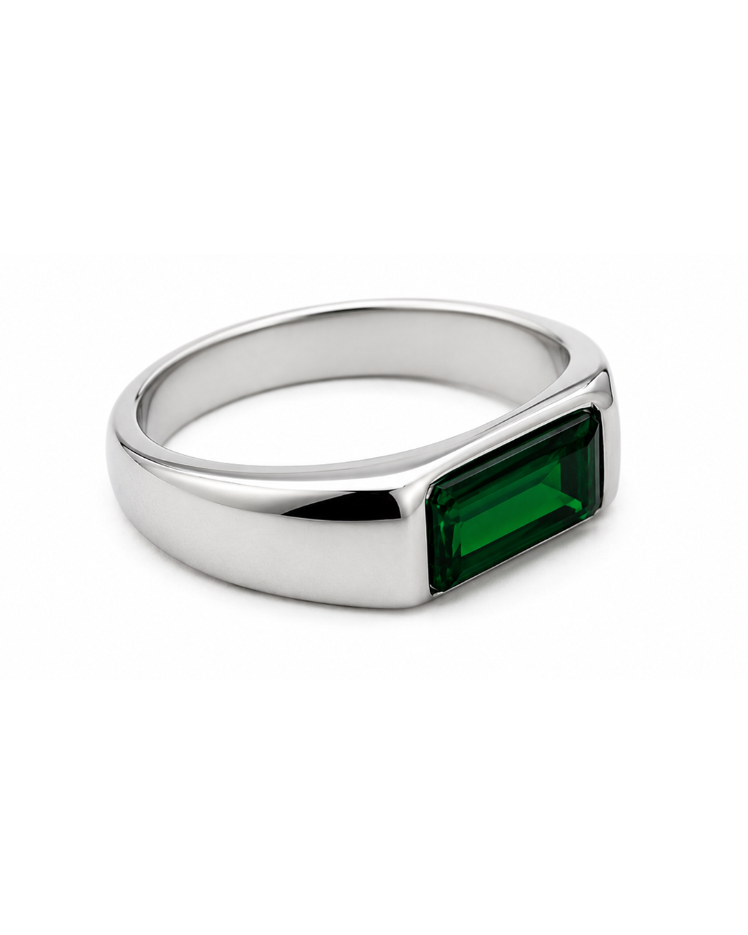 Green Light Silver Ring
