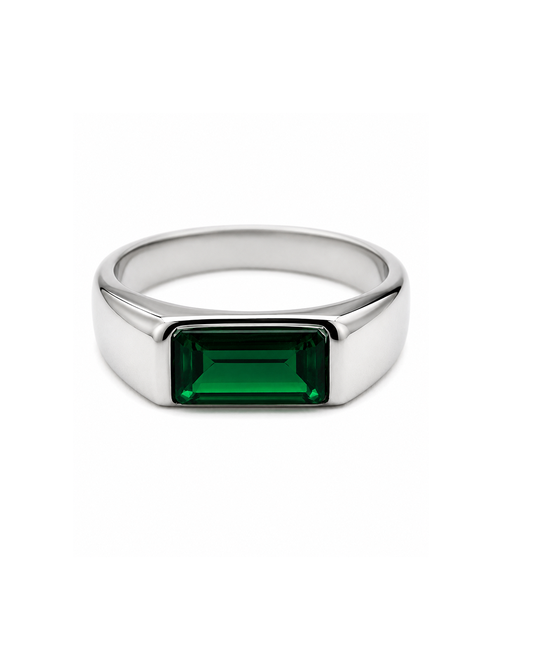 Green Light Silver Ring