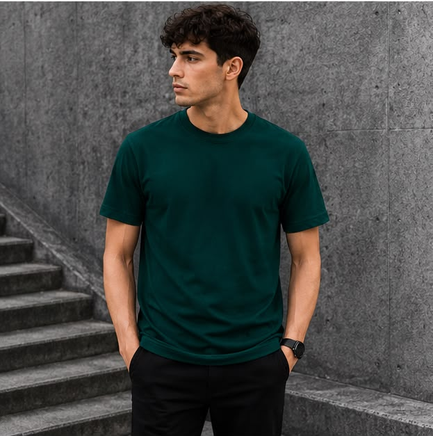 Olive Green Plain T-Shirt