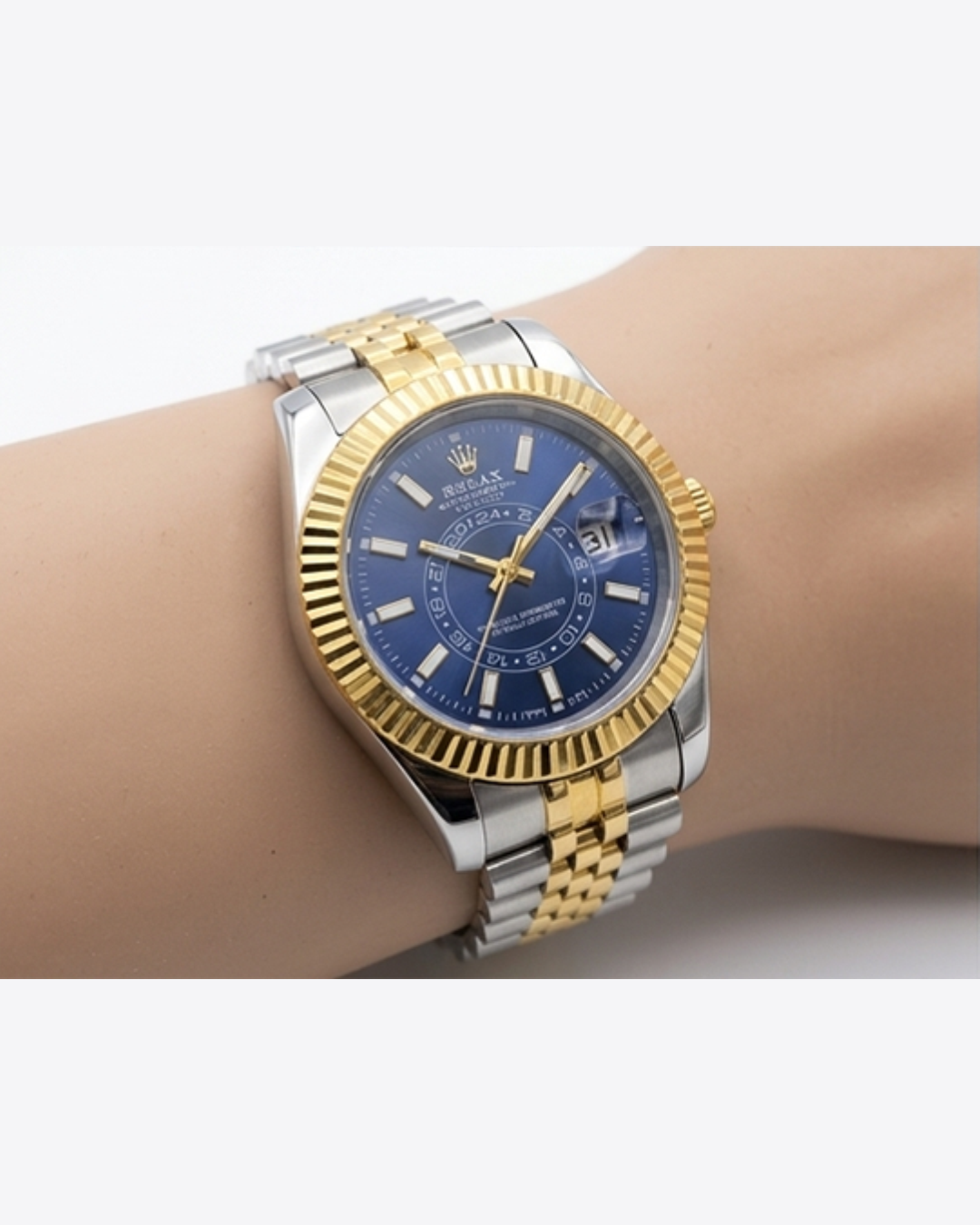 Rolex Blue Dial Gold & Silver Plated Watch