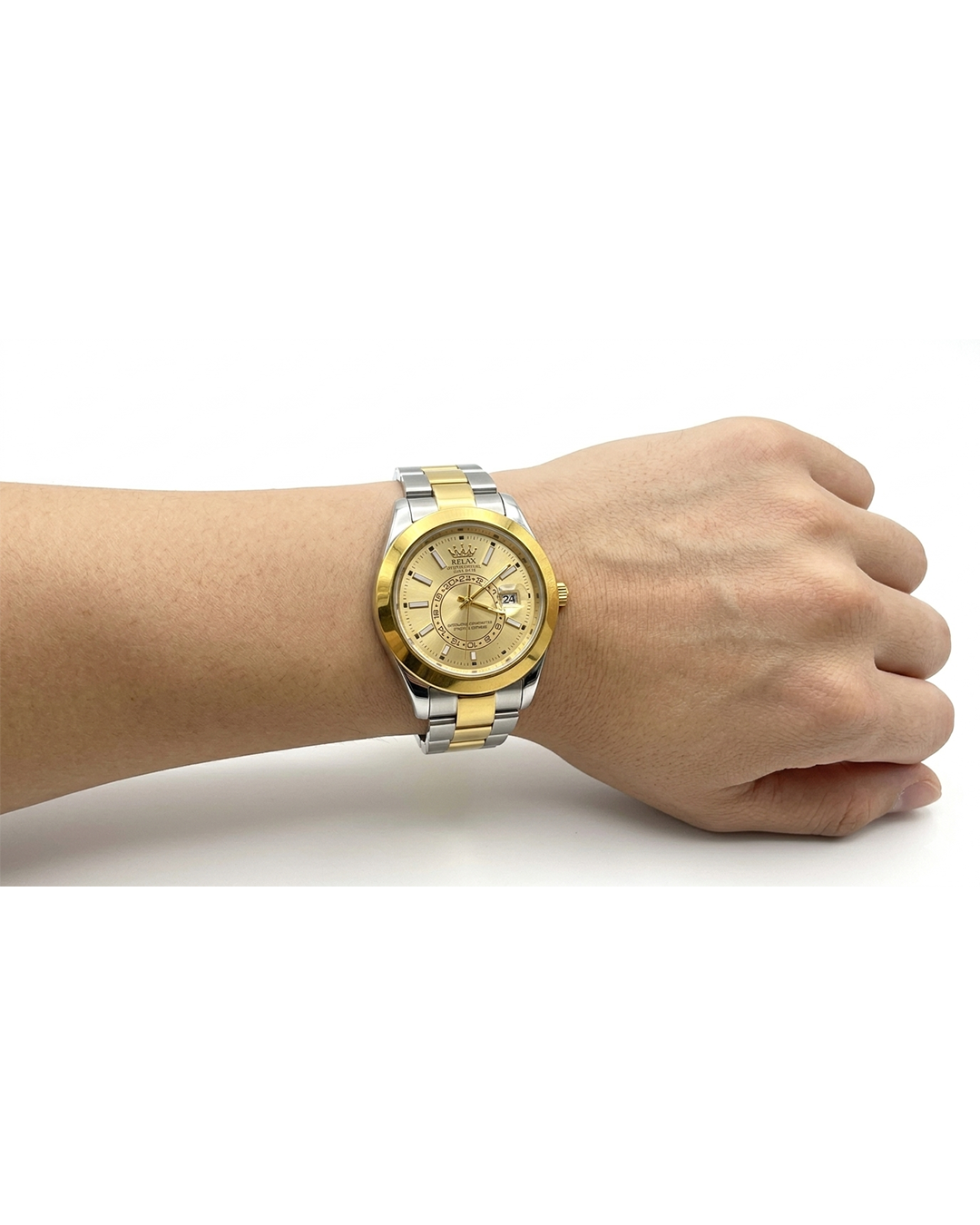 Rolex Gold Double Dial Silver & Gold Plated Watch