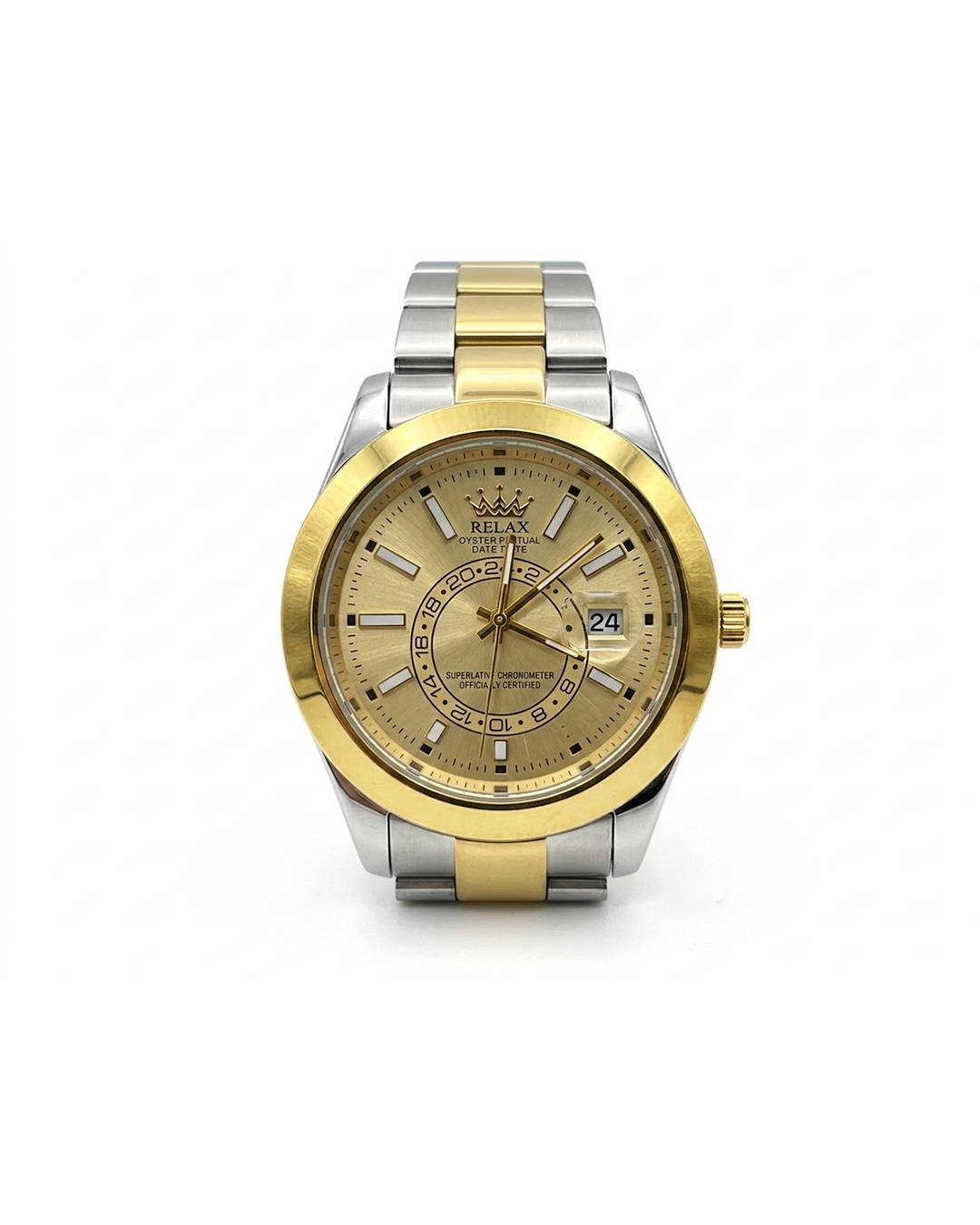Rolex Gold Double Dial Silver & Gold Plated Watch