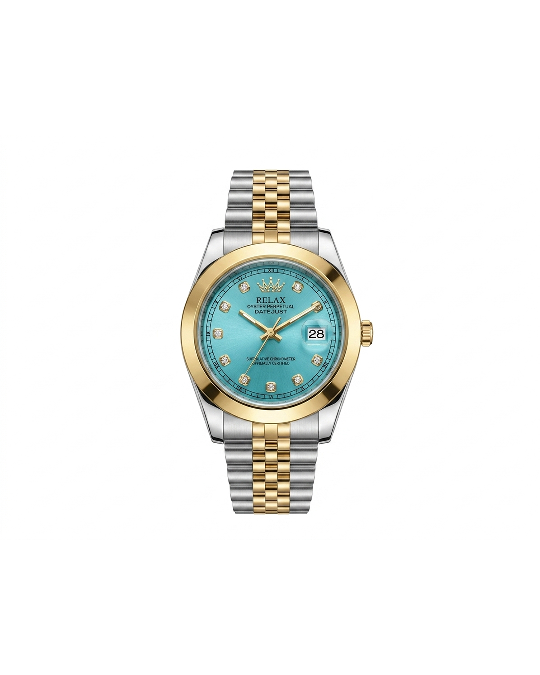 Rolex Blue Dial Silver & Gold Plated Watch