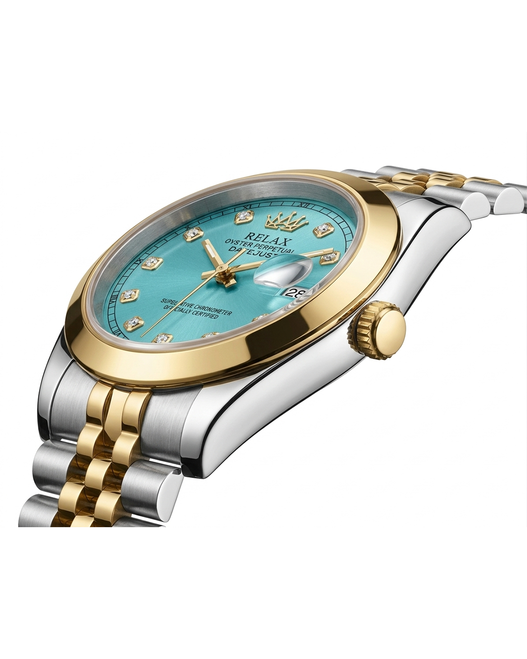 Rolex Blue Dial Silver & Gold Plated Watch