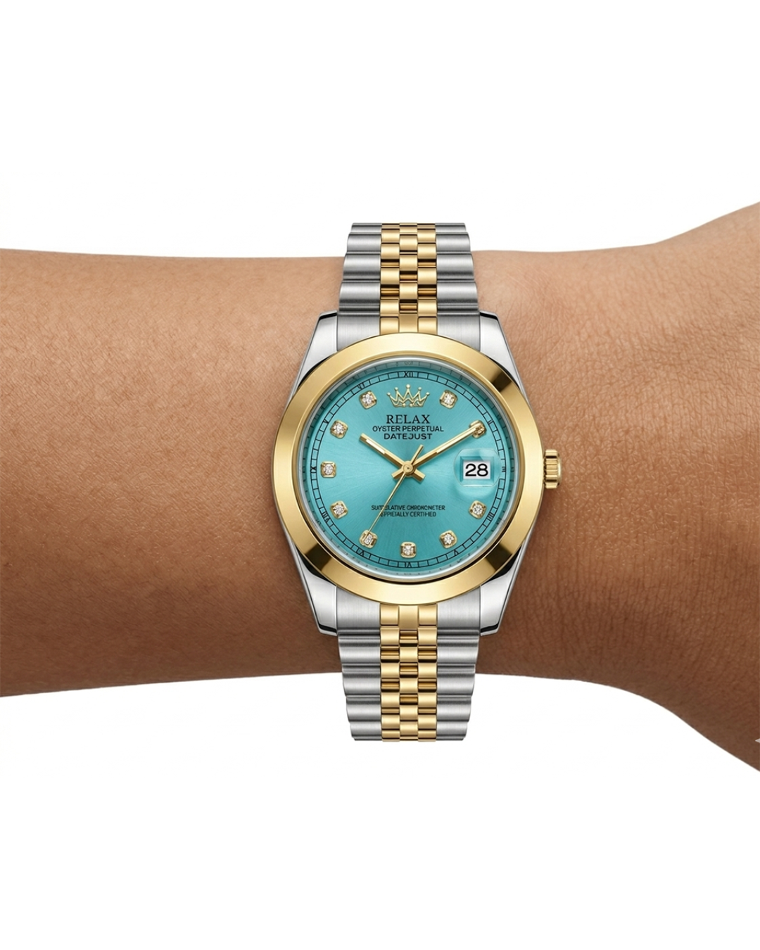 Rolex Blue Dial Silver & Gold Plated Watch