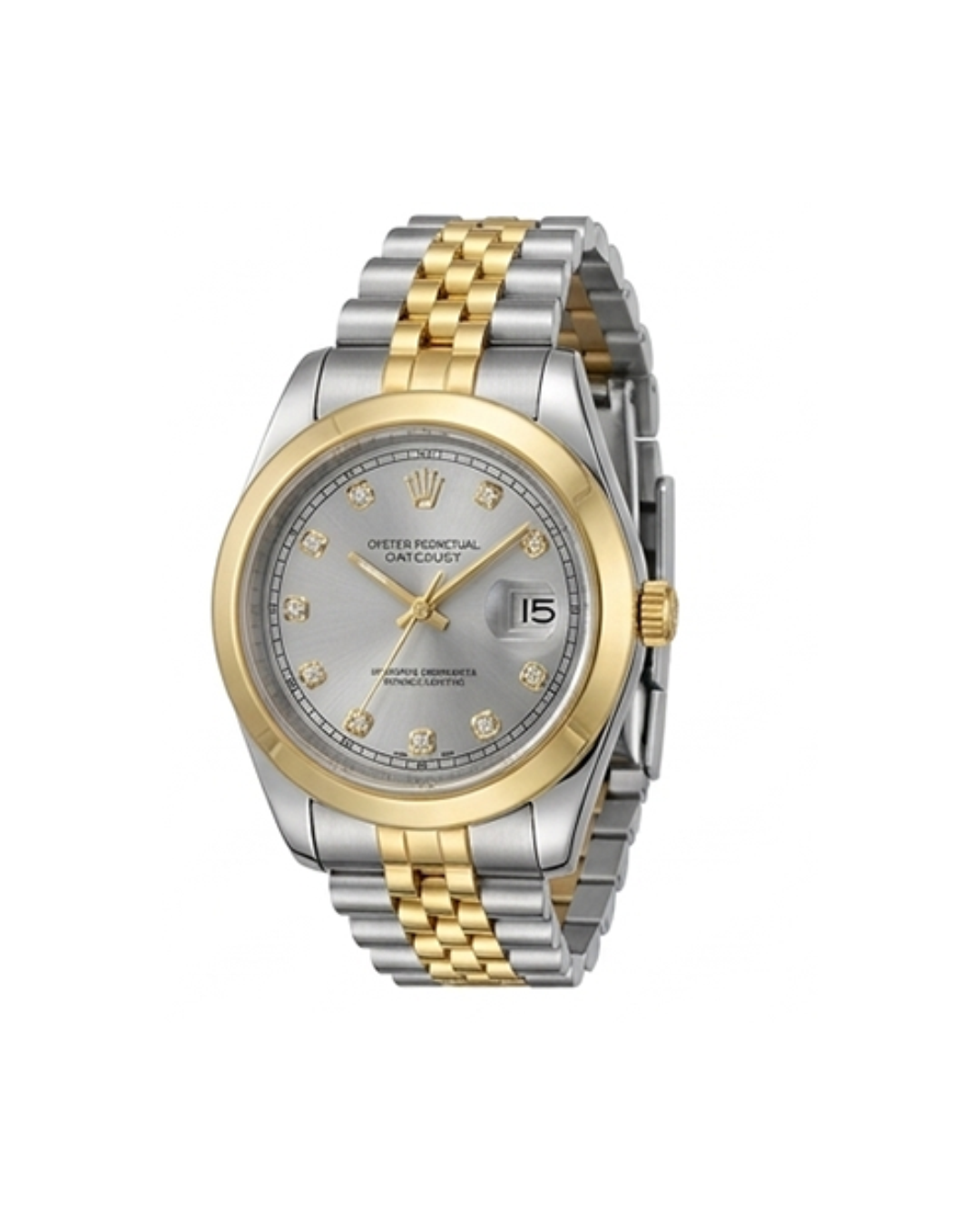Rolex Silver Dial Gold & Silver Plated Watch