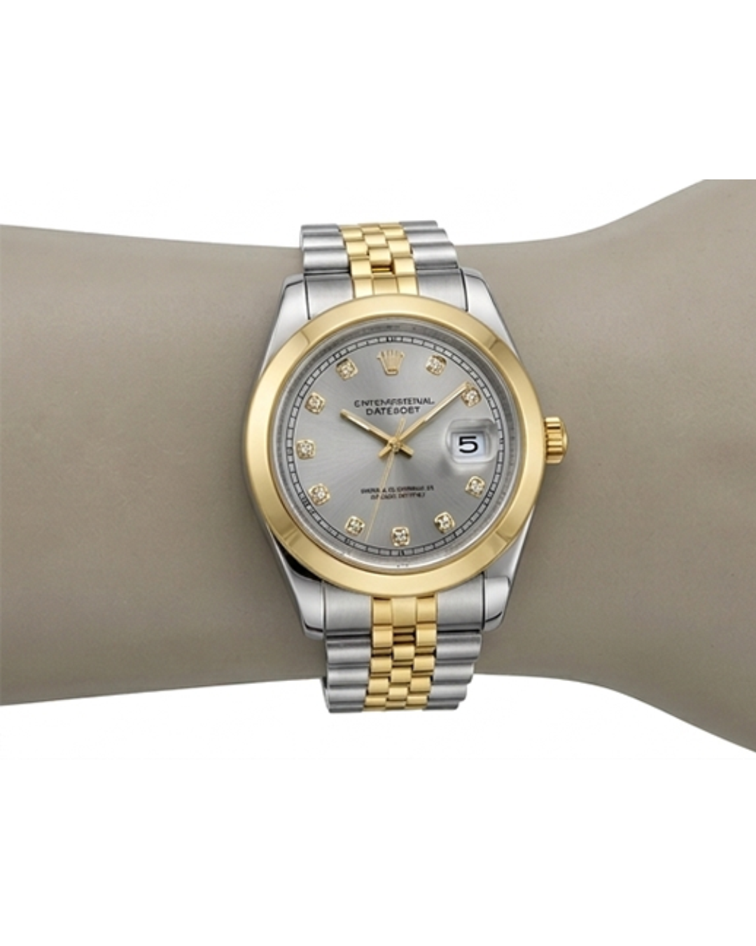 Rolex Silver Dial Gold & Silver Plated Watch