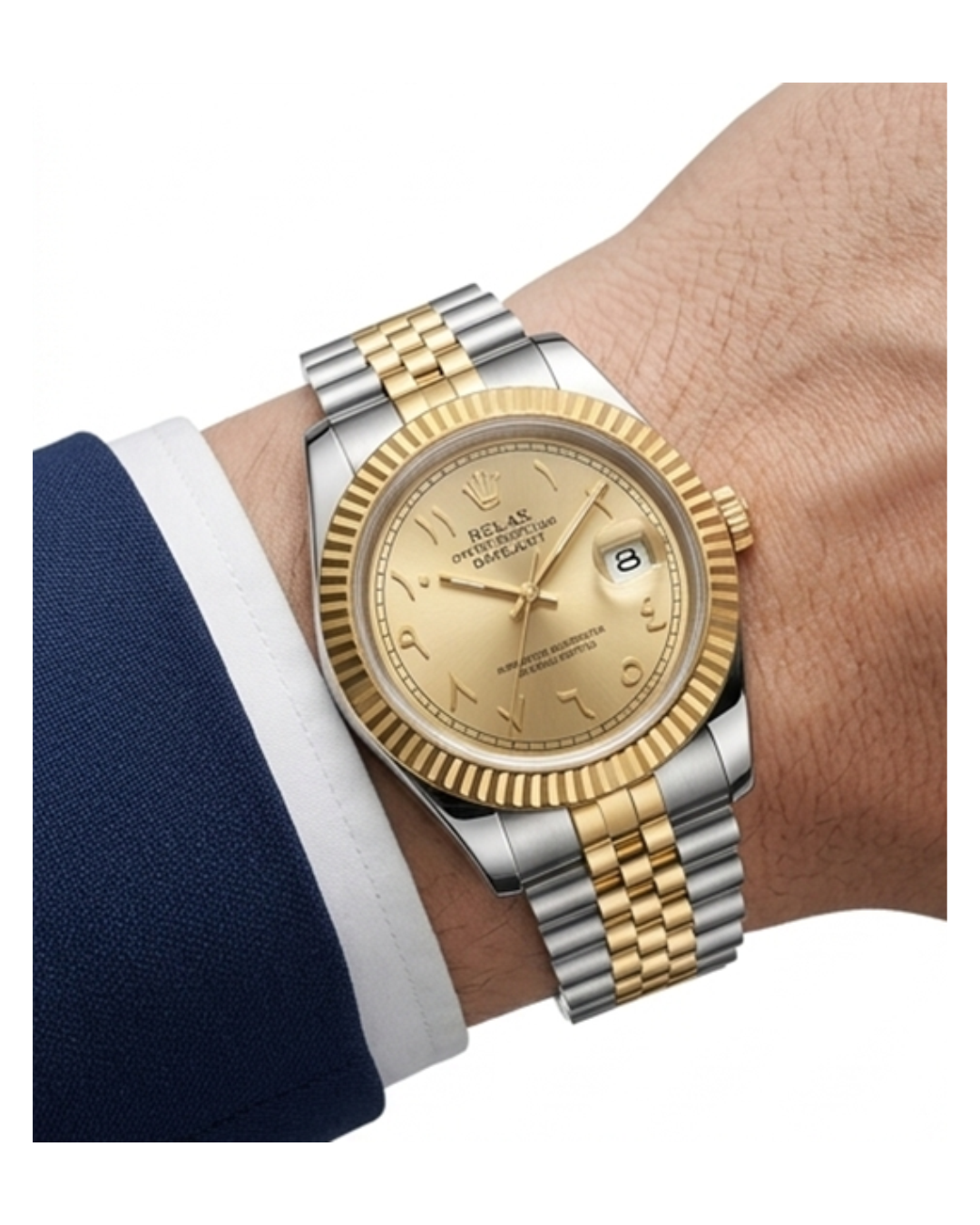Rolex Gold Dial Silver & Gold Plated Watch