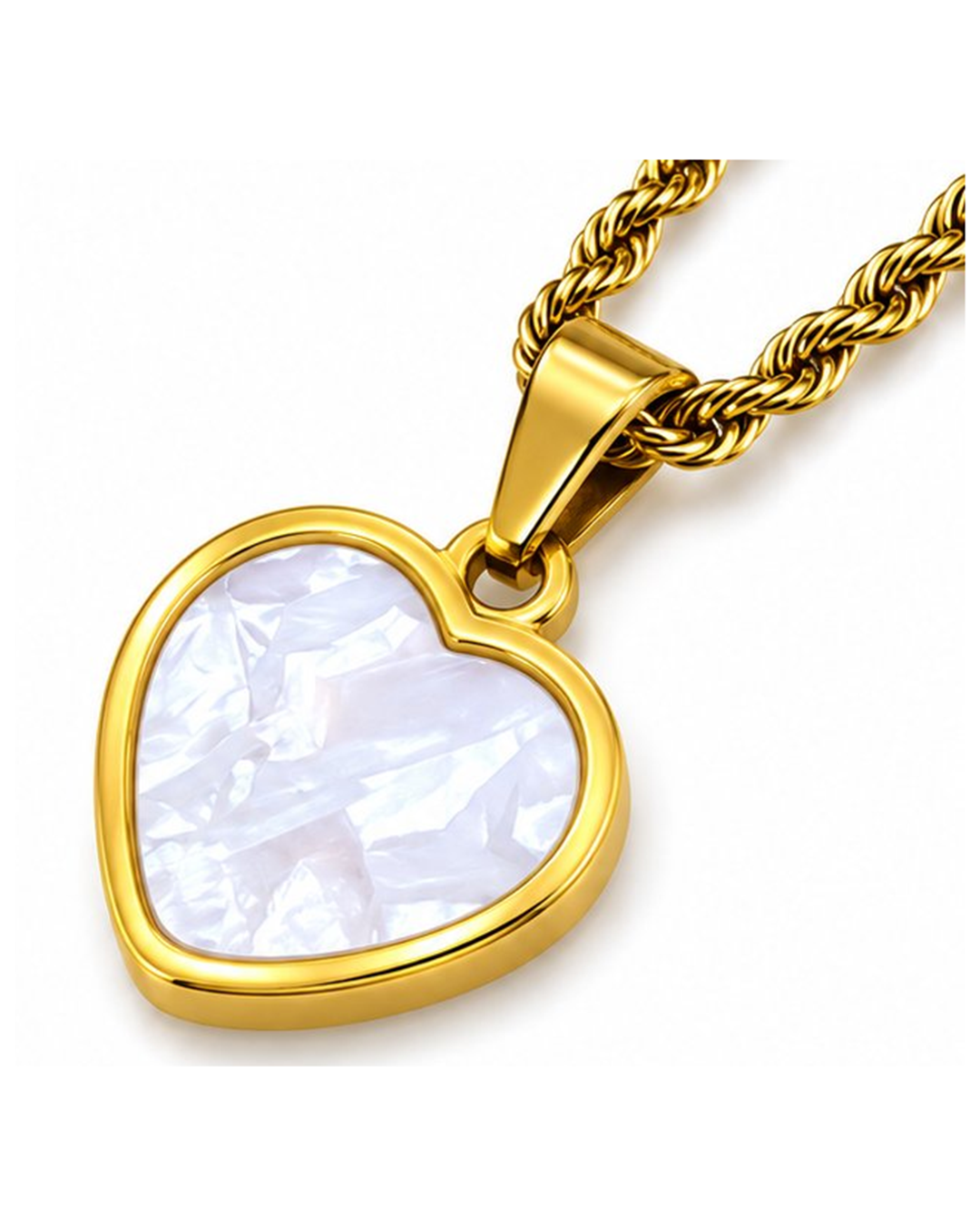 White Heart Gold Locket