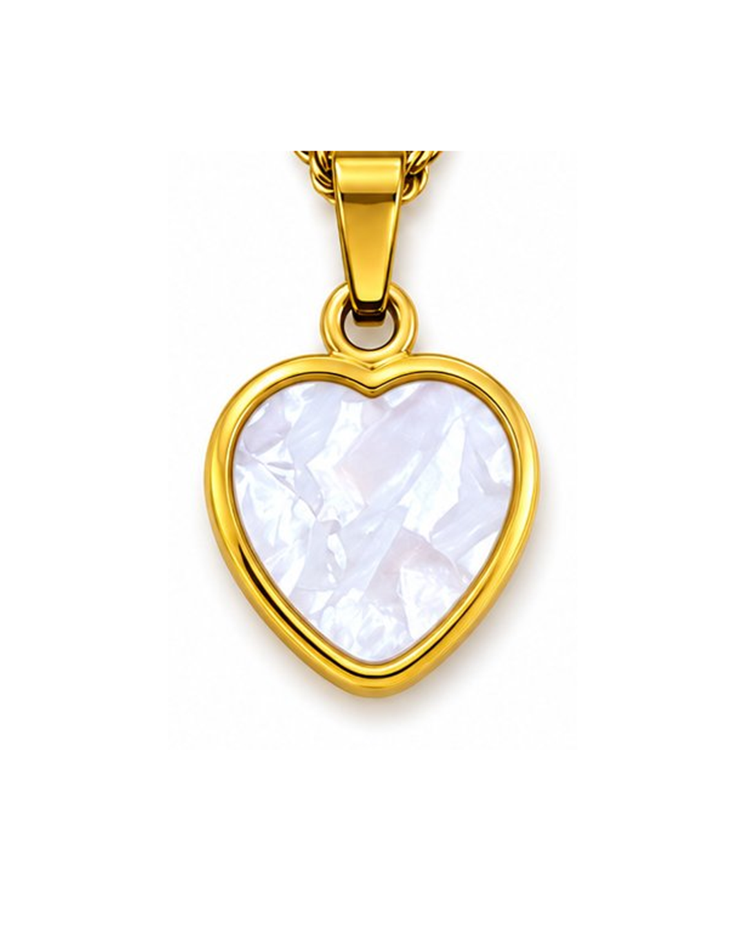 White Heart Gold Locket