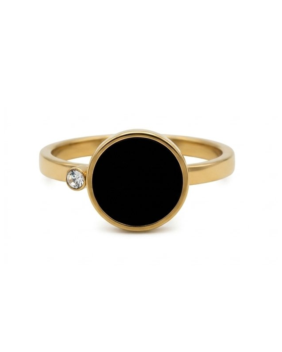 Diamond in Moon Ring