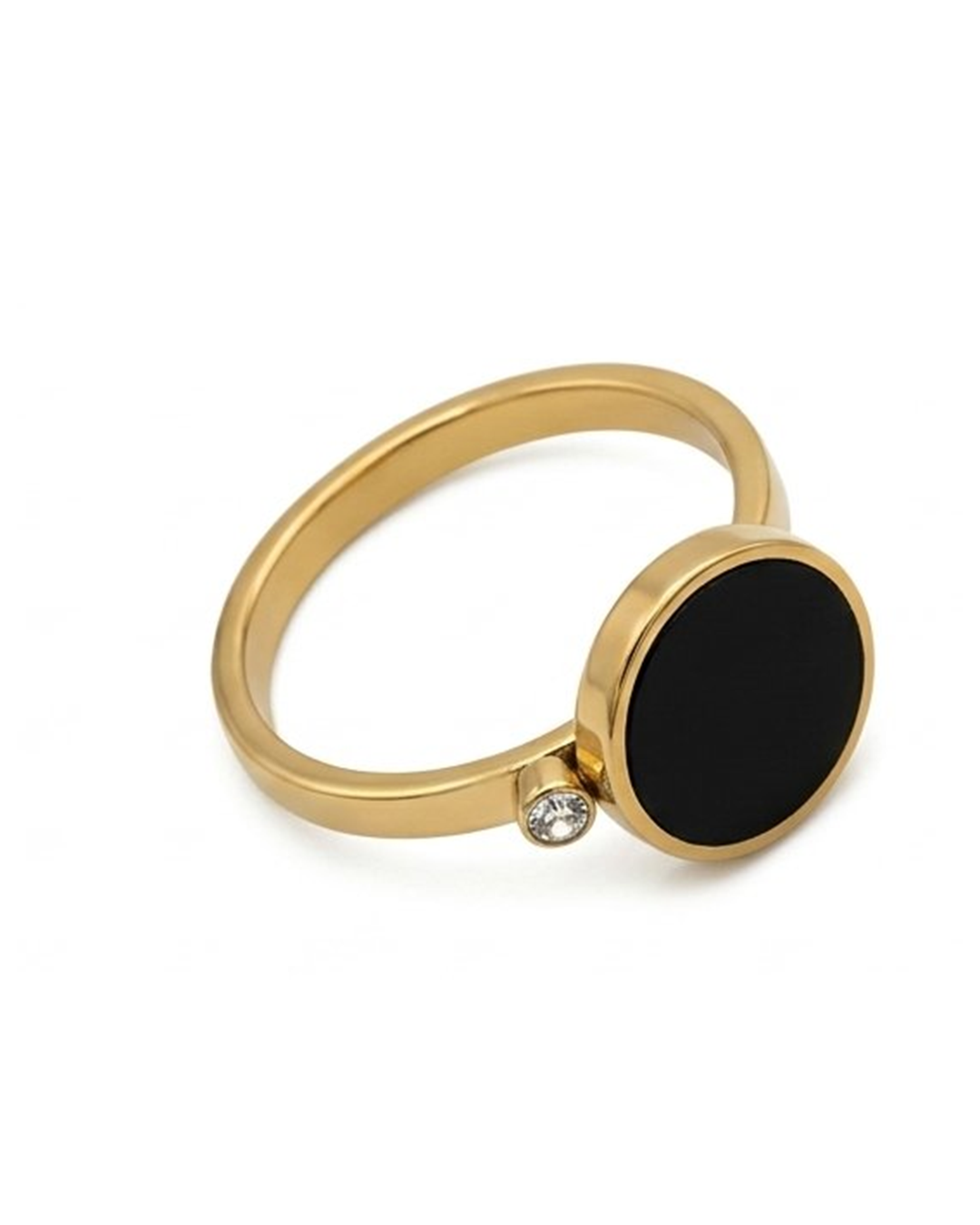 Diamond in Moon Ring