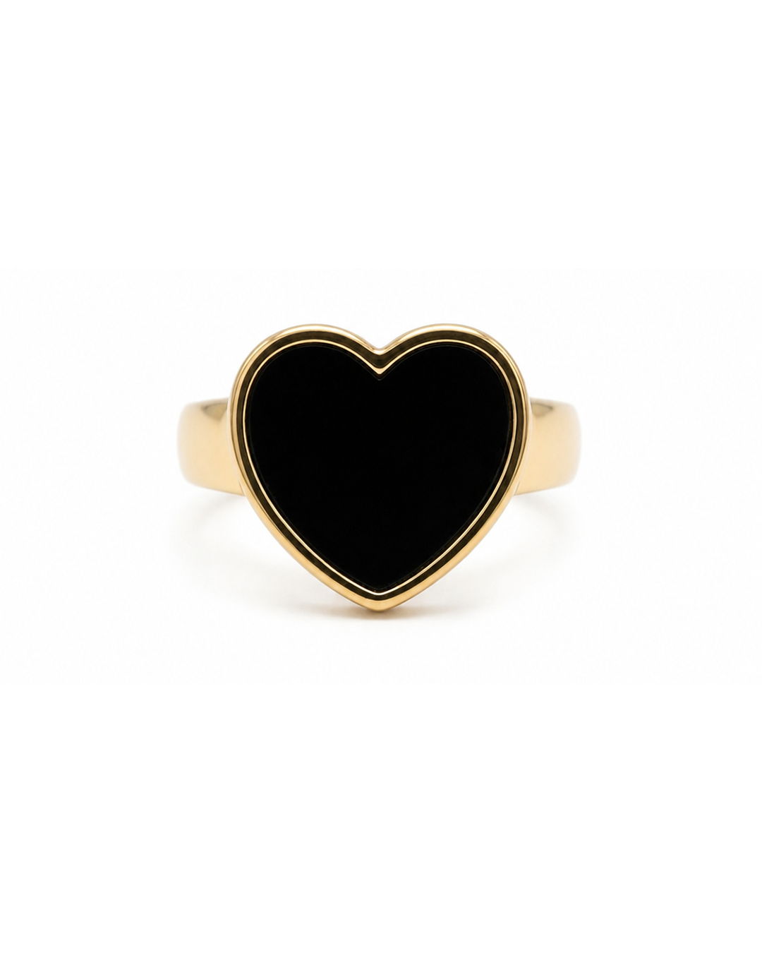 Black Heart with Gold Plated Ring