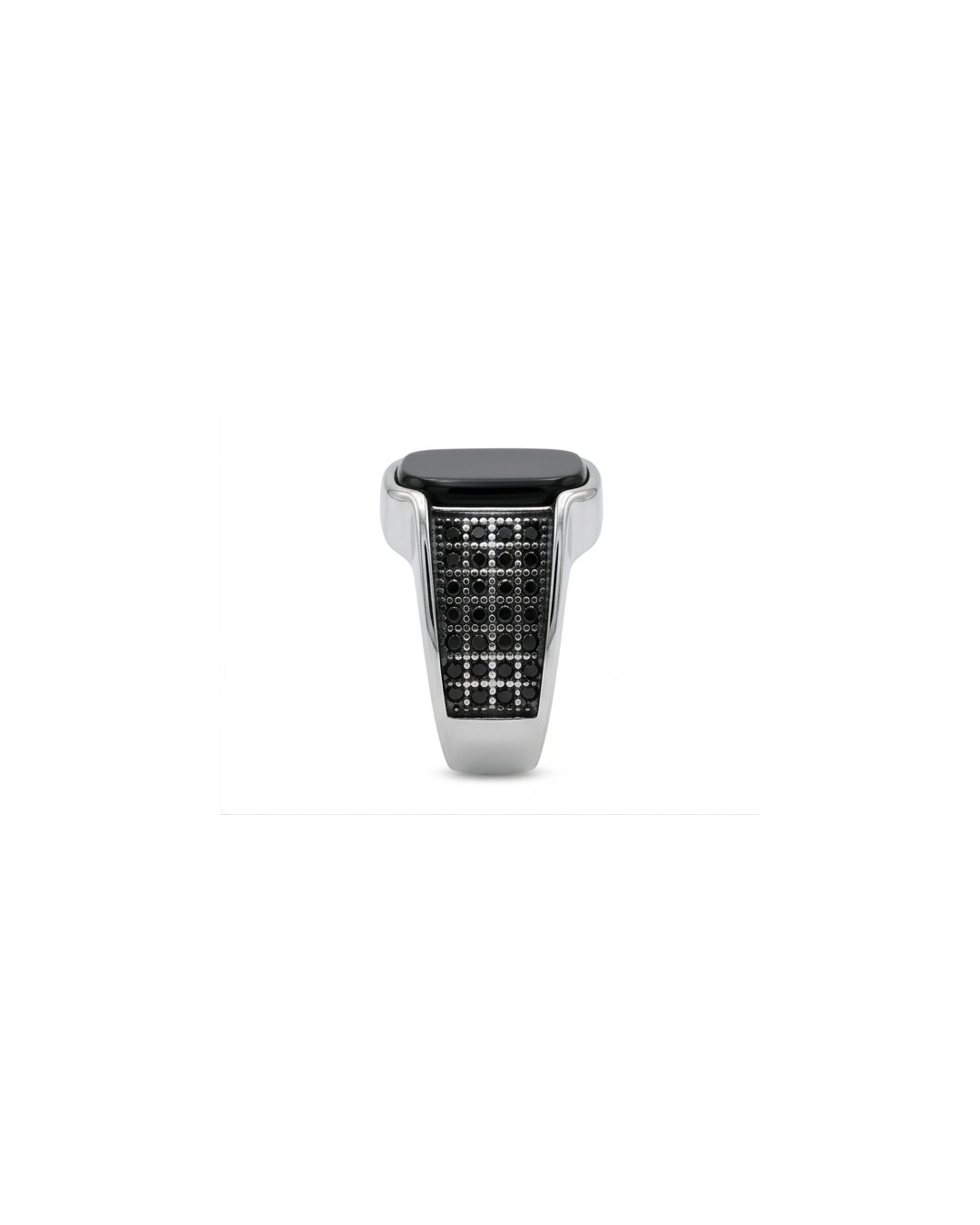 Rhodium Plated Black ONYX Ring