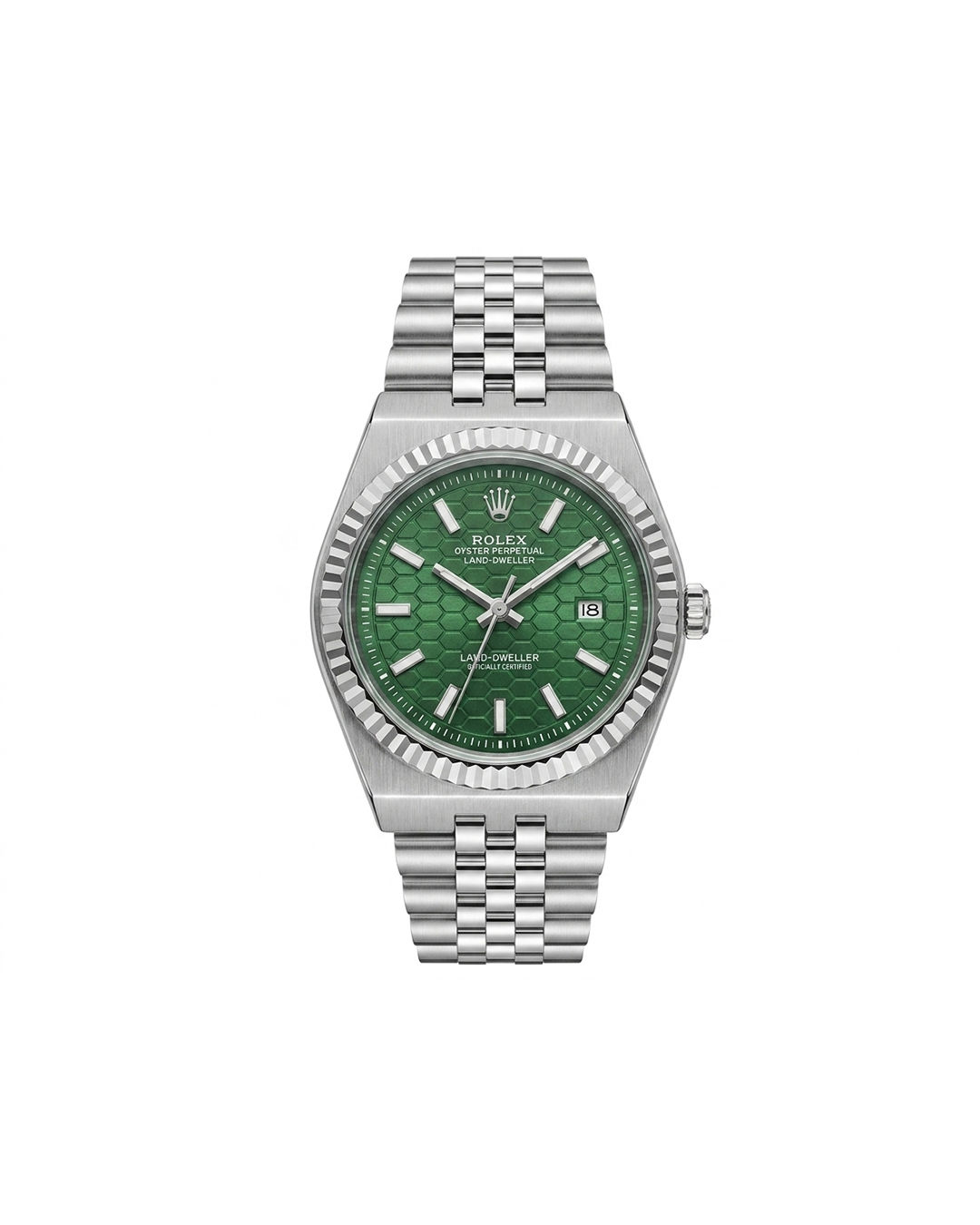 Rolex Green Dial Silver Plated Watch