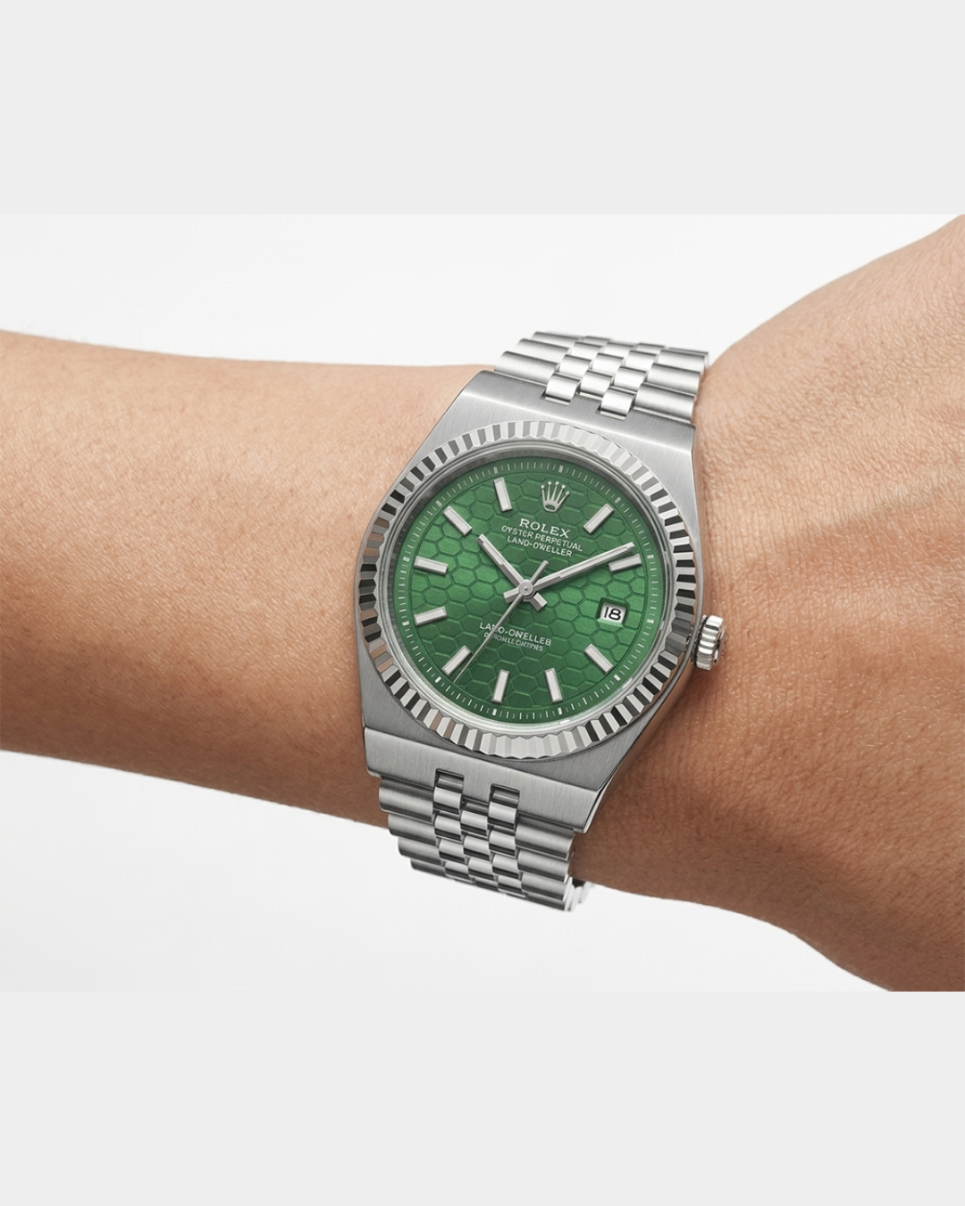 Rolex Green Dial Silver Plated Watch