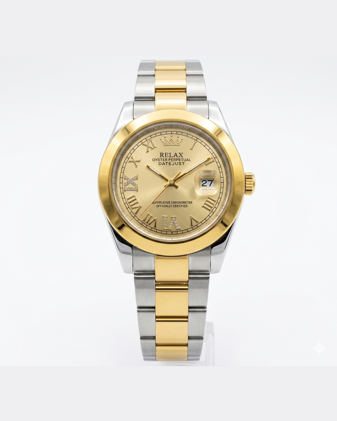 Rolex Gold Dial Silver & Gold Plated Watch