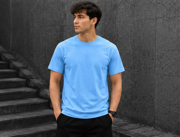 Sky Blue Plain T-Shirt