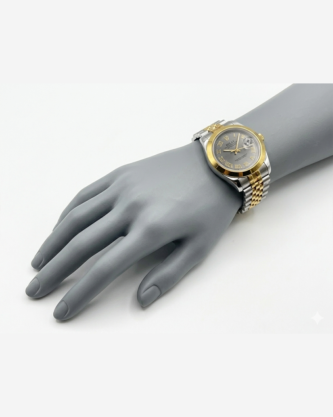 Rolex Grey Dial Gold & Silver Plated Watch