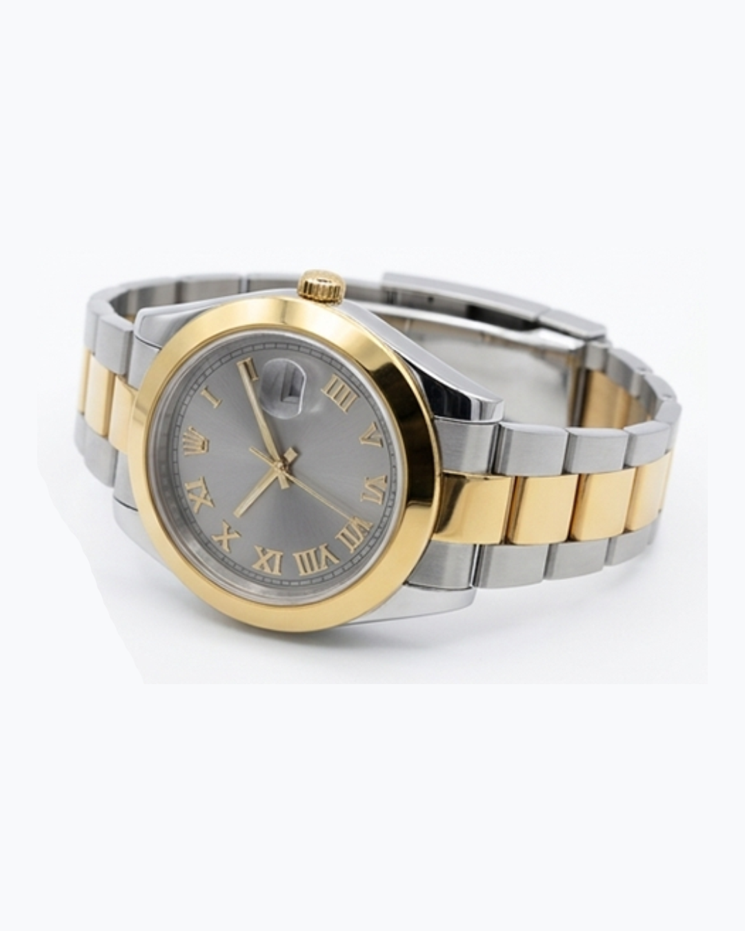 Rolex Grey Dial Gold & Silver Plated Watch
