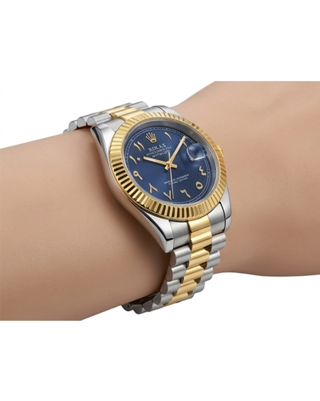 Rolex Blue Dial Silver & Gold Plated Watch