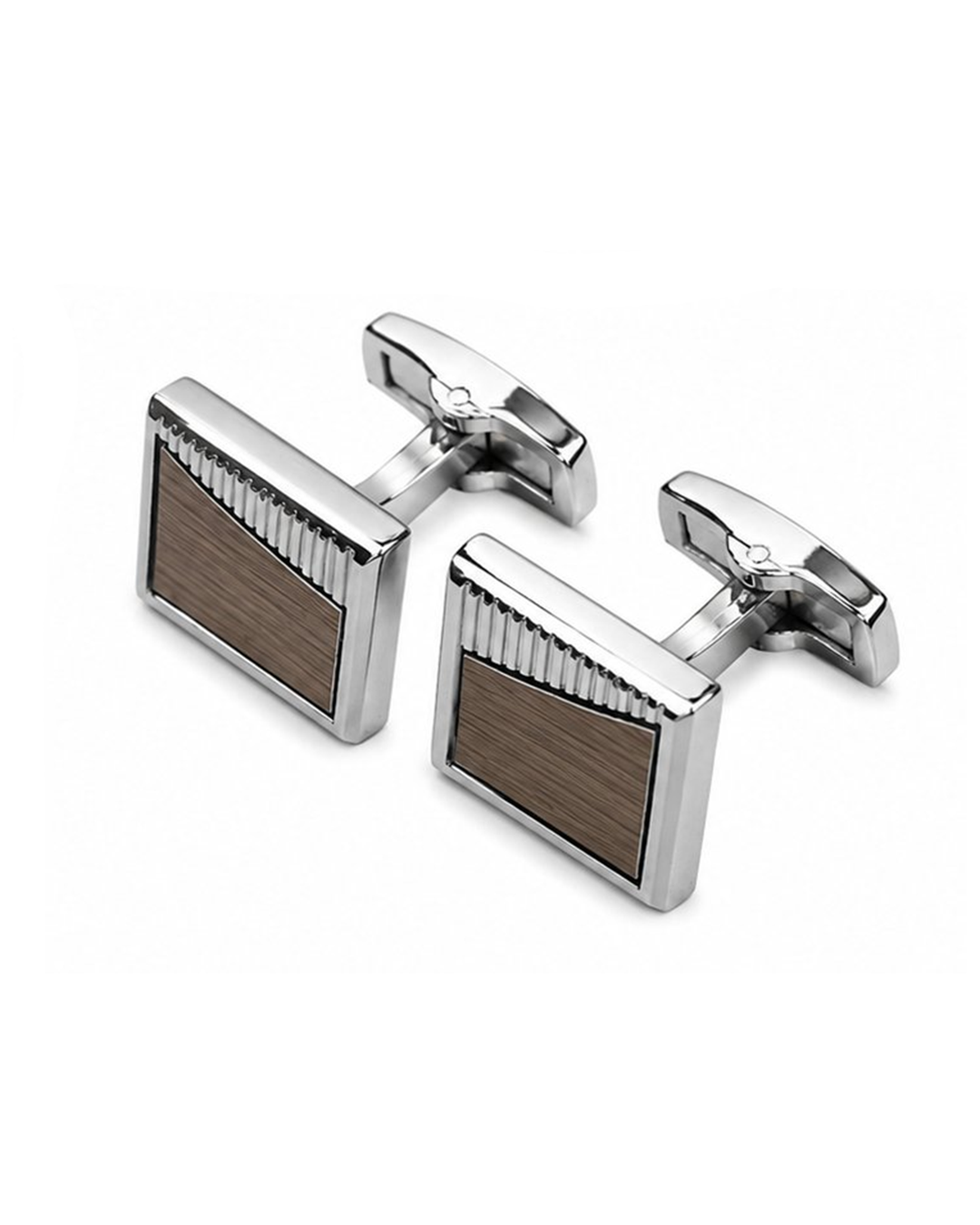 Silver Wooden Cufflink