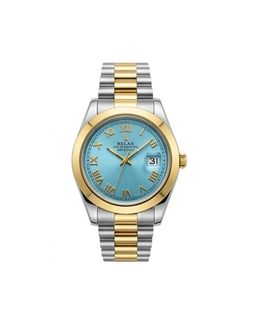 Rolex Blue Dial Gold & Silver Plated Watch