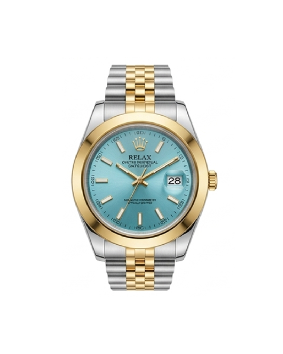 Rolex Blue Dial Silver & Gold Plated Watch